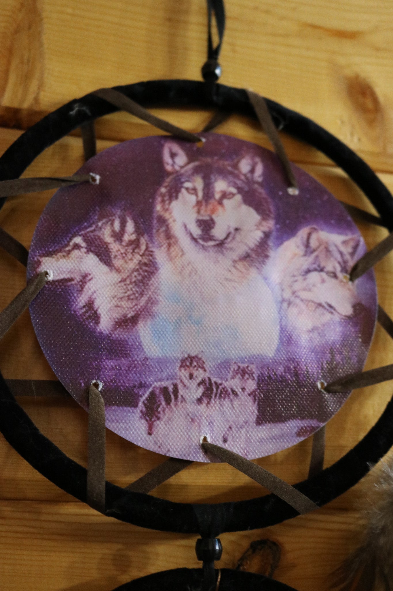 Boho Beaded Wolf Handmade Dream Catcher