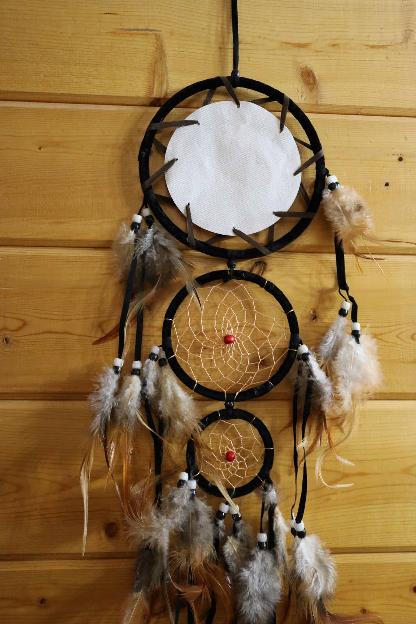 Boho Beaded Wolf Handmade Dream Catcher