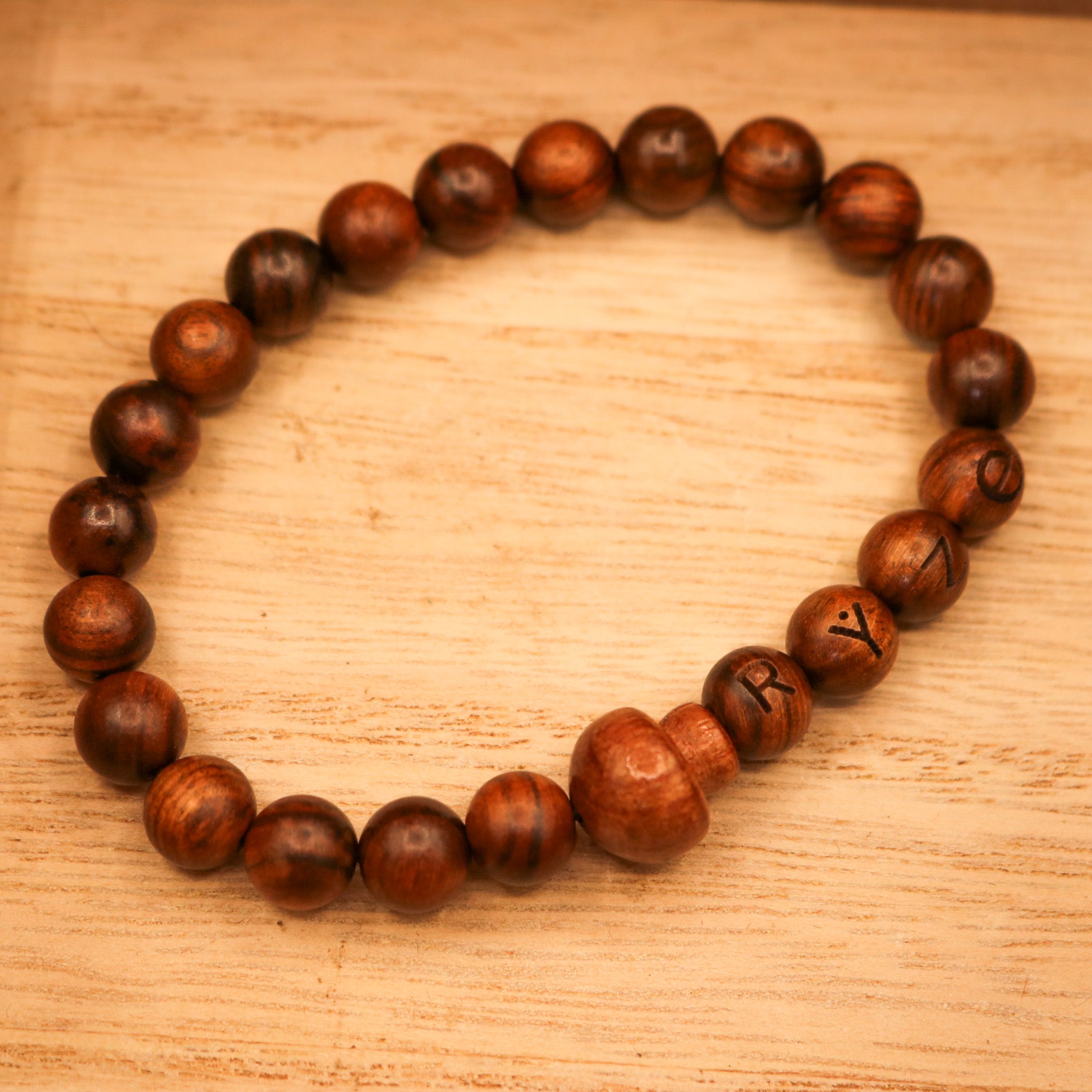 Ryze Handmade Black Rosewood Mushroom Charm Bracelet