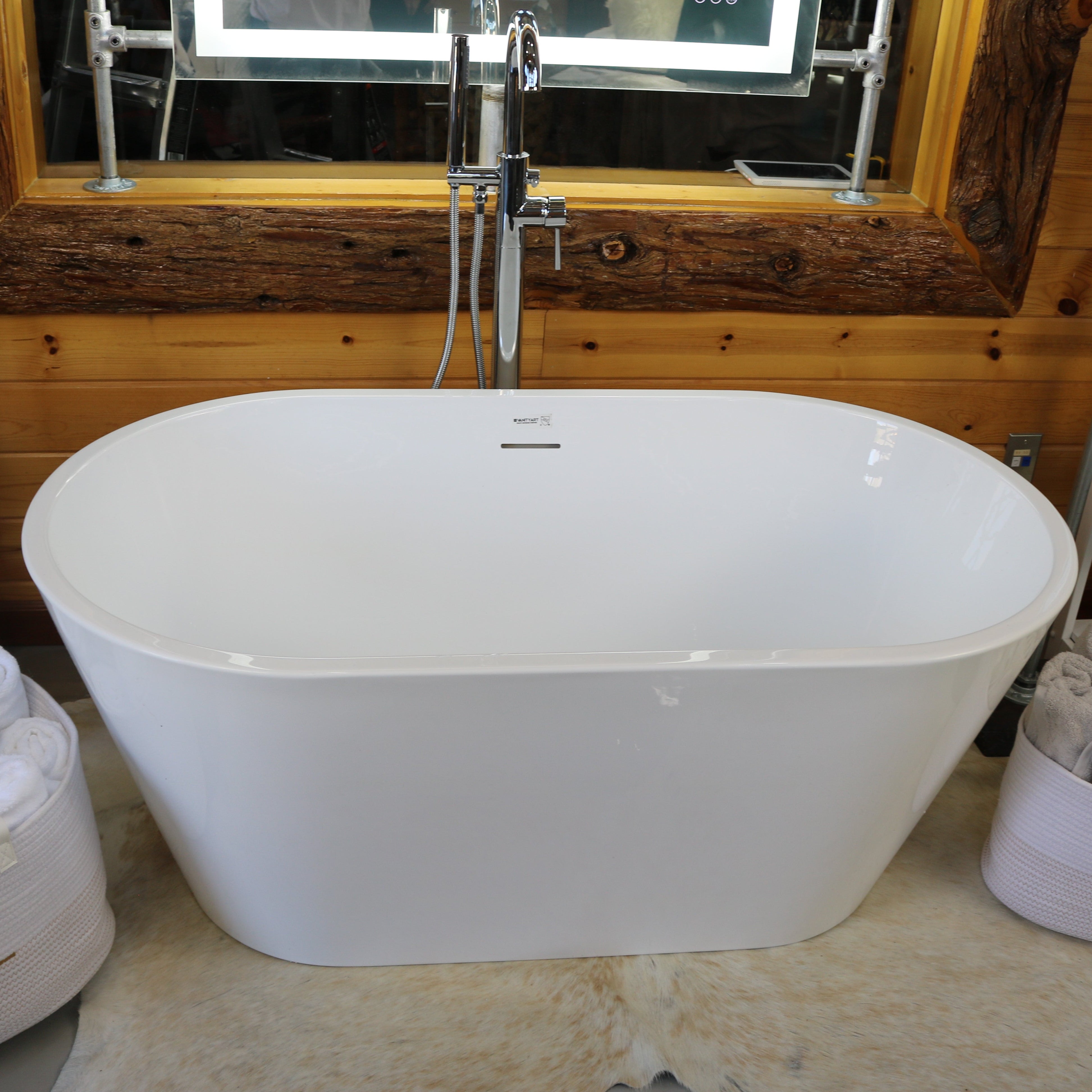 Vanity Art Domme 54" Acrylic Flatbottom Freestanding Non-Slip Bathtub
