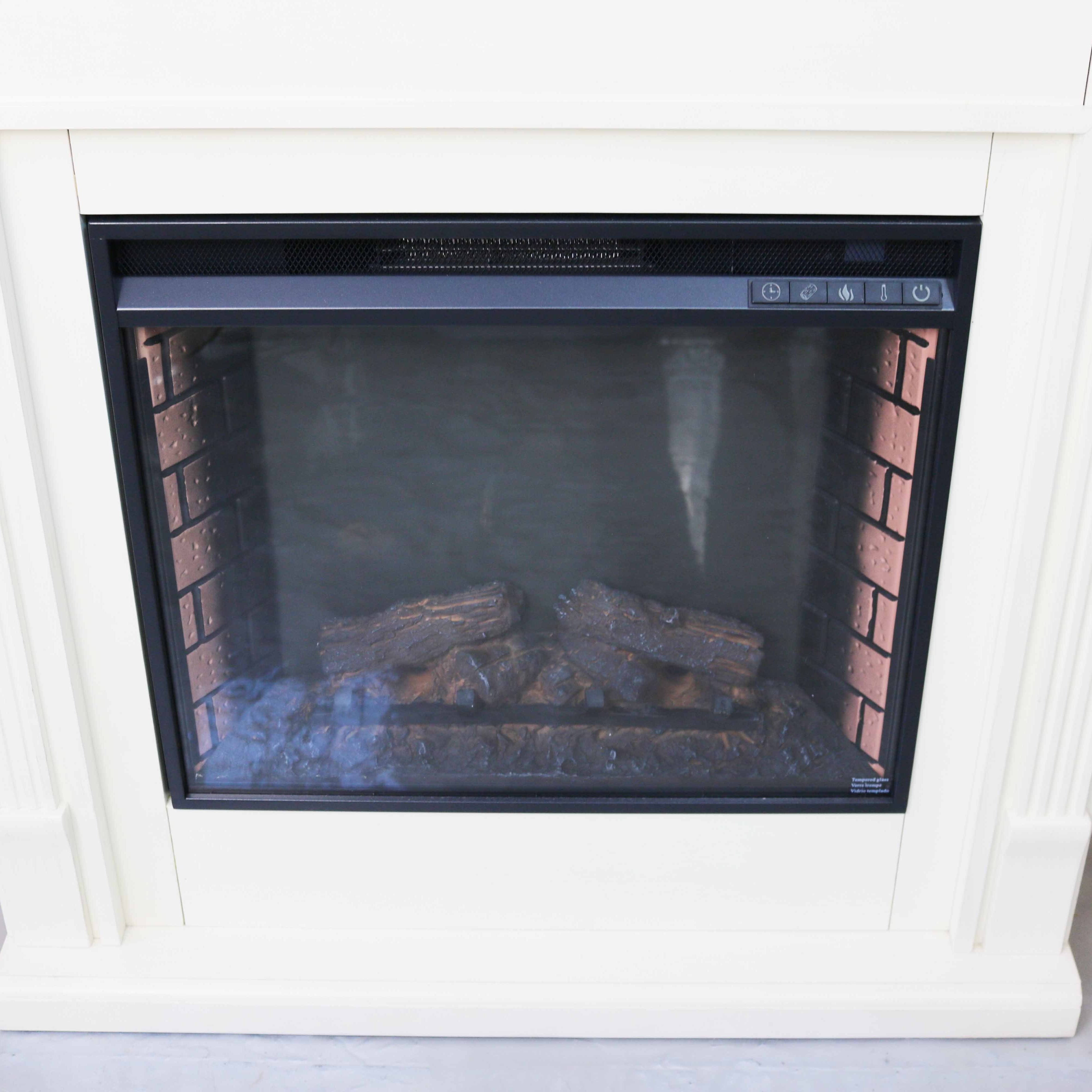 Southern Enterprises Ivory Electric Fireplace with Remote Control