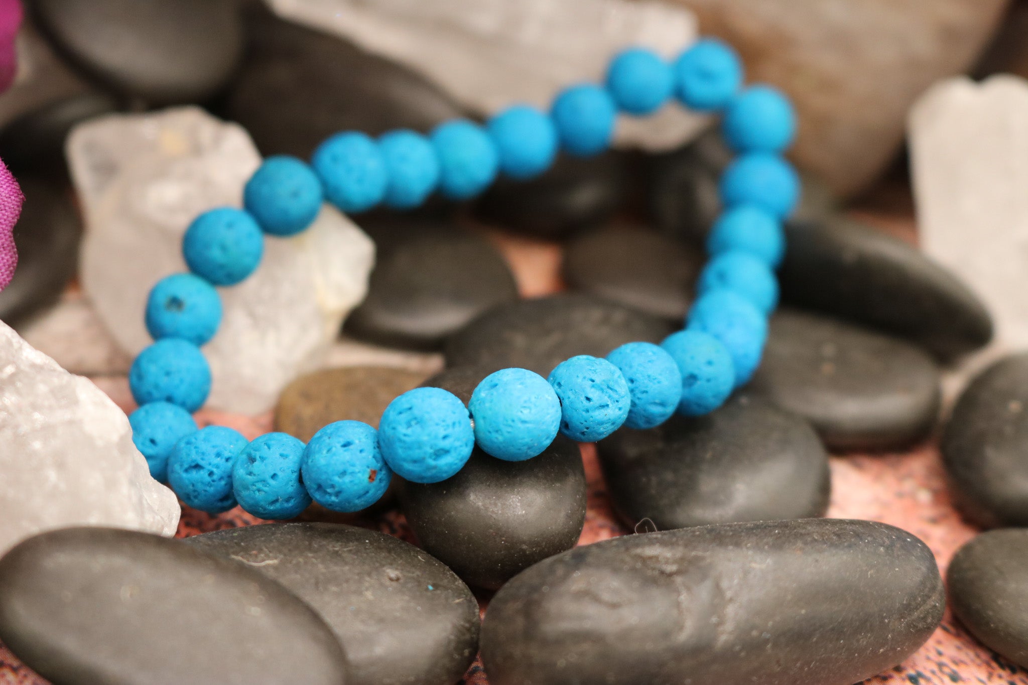 Blue Volcanic Basaltic Lava Gemstone Bracelet