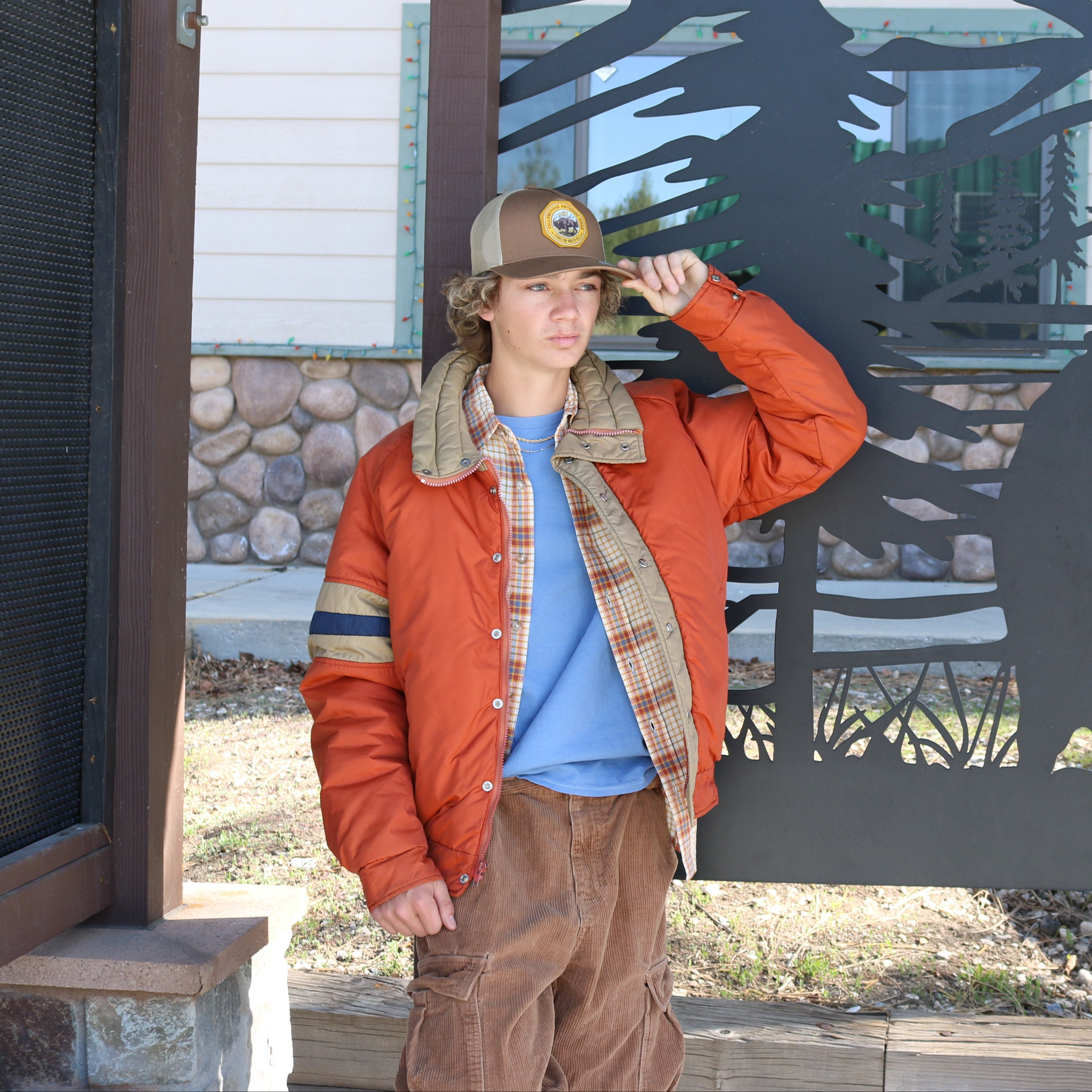 vintage alpine designs orange puffer jacket insulated large