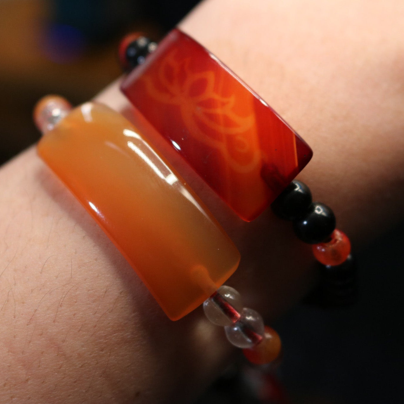 Calming Agate Beaded Charm Bracelet