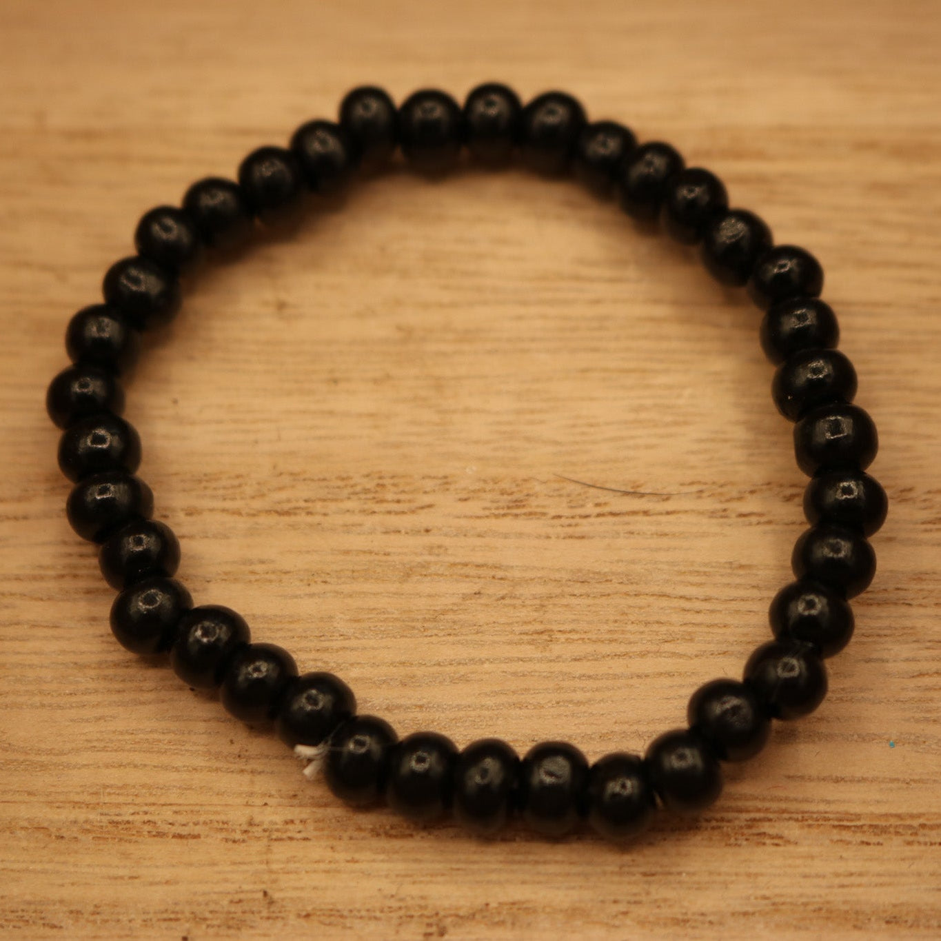 Black Wooden Beaded Elastic Bracelet