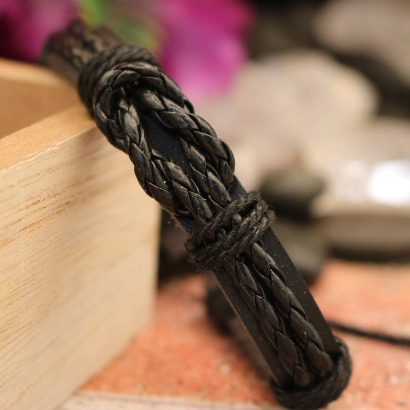 Black Leather Adjustable Knot Bracelet