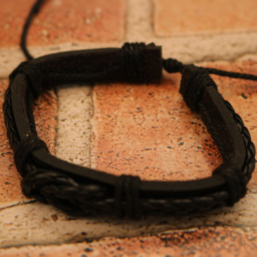 Black Leather Adjustable Knot Bracelet
