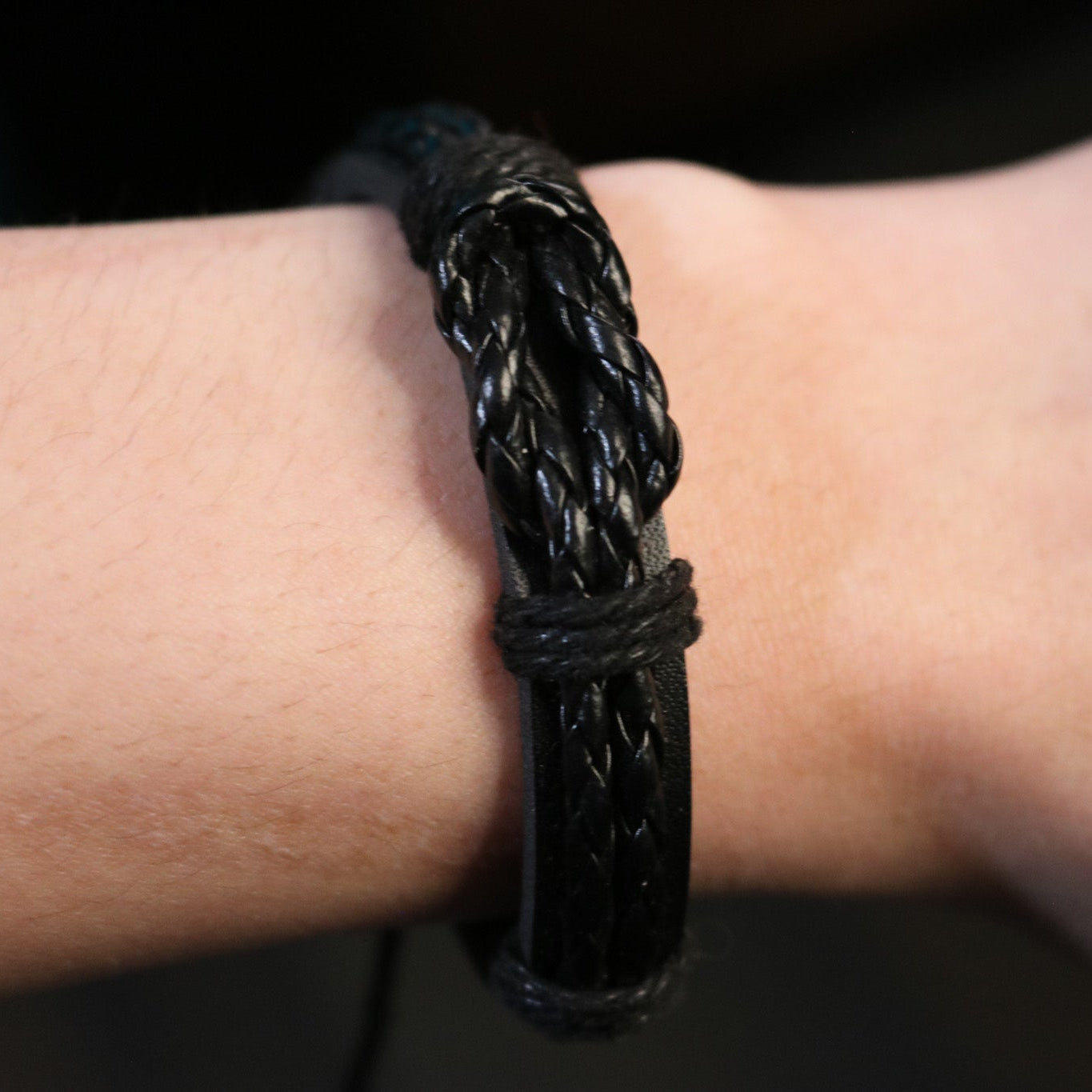 Black Leather Adjustable Knot Bracelet