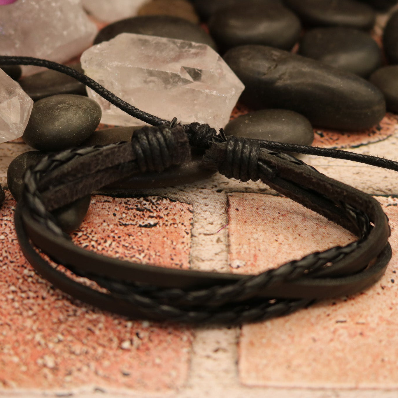 Black Leather Adjustable Bracelet
