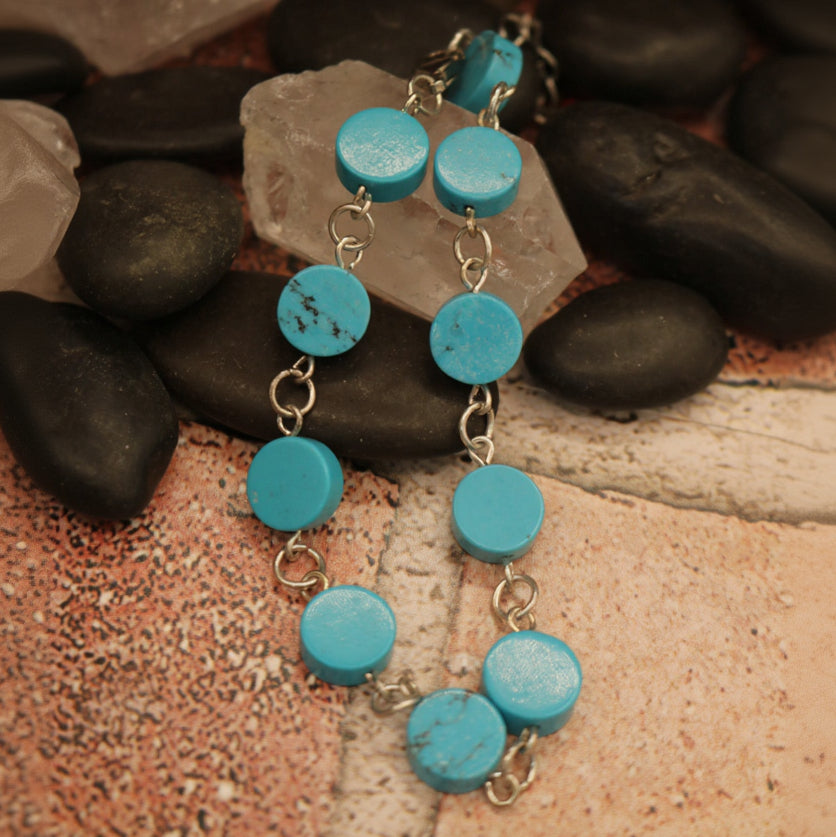 Turquoise Colored Stone Chain Link Bracelet