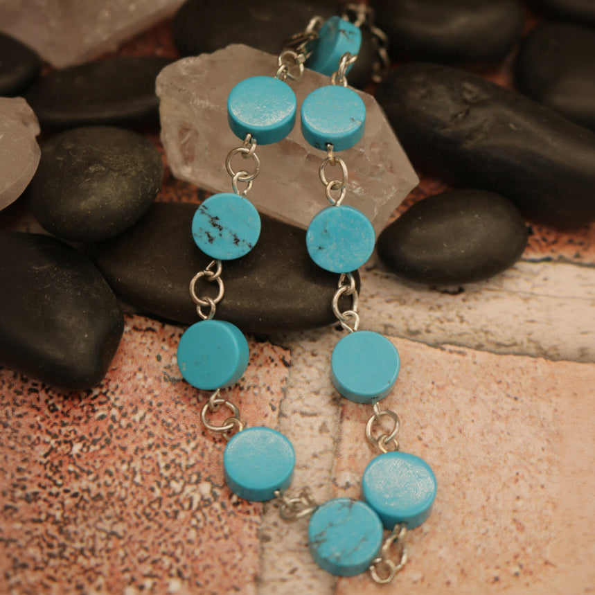 Turquoise Colored Stone Chain Link Bracelet