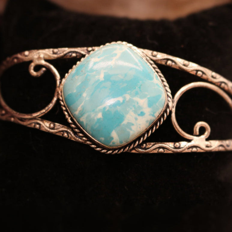 Elegant Larimar Stone Cuff Bracelet