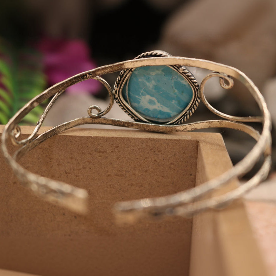 Elegant Larimar Stone Cuff Bracelet