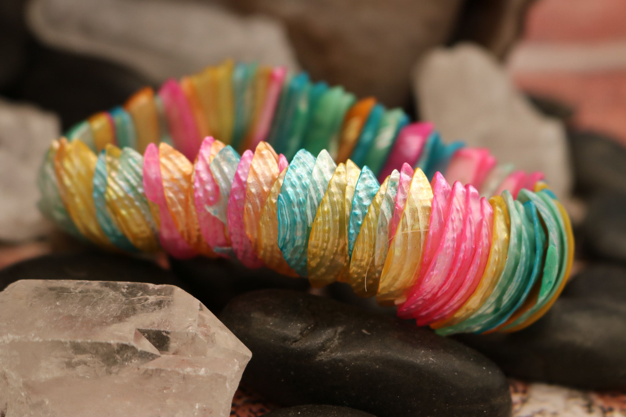 Natural Raw Shell Stretchy Bracelet