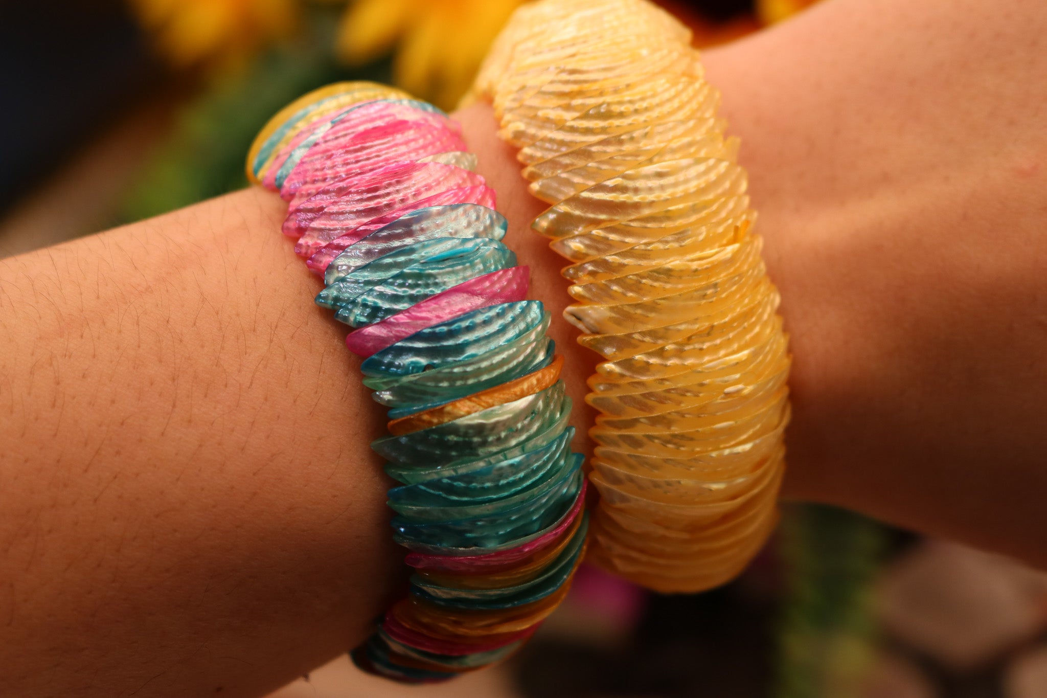 Natural Raw Shell Stretchy Bracelet