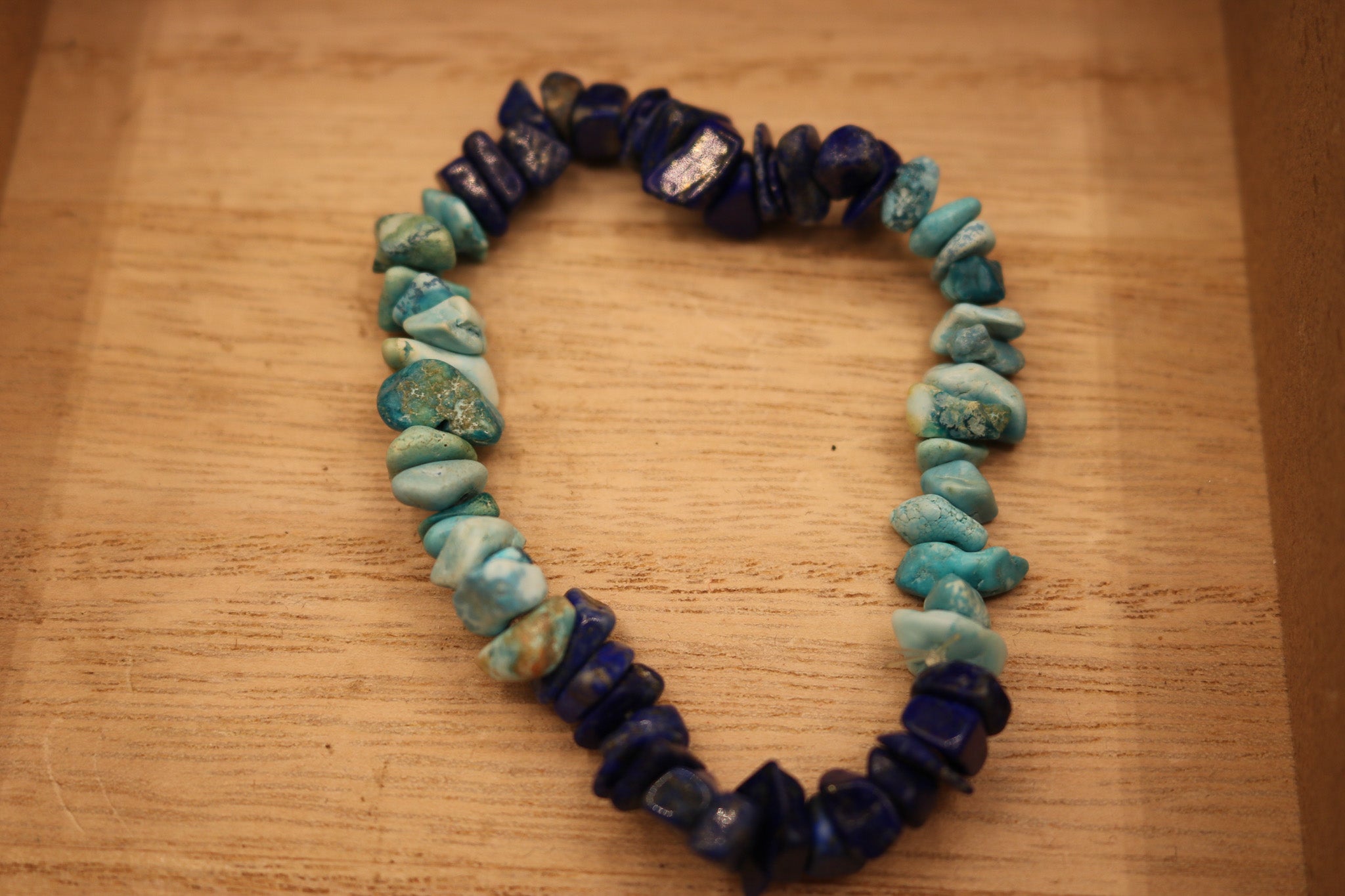 Beautiful Turquoise and Lapis Lazuli Stone Stretch Bracelet