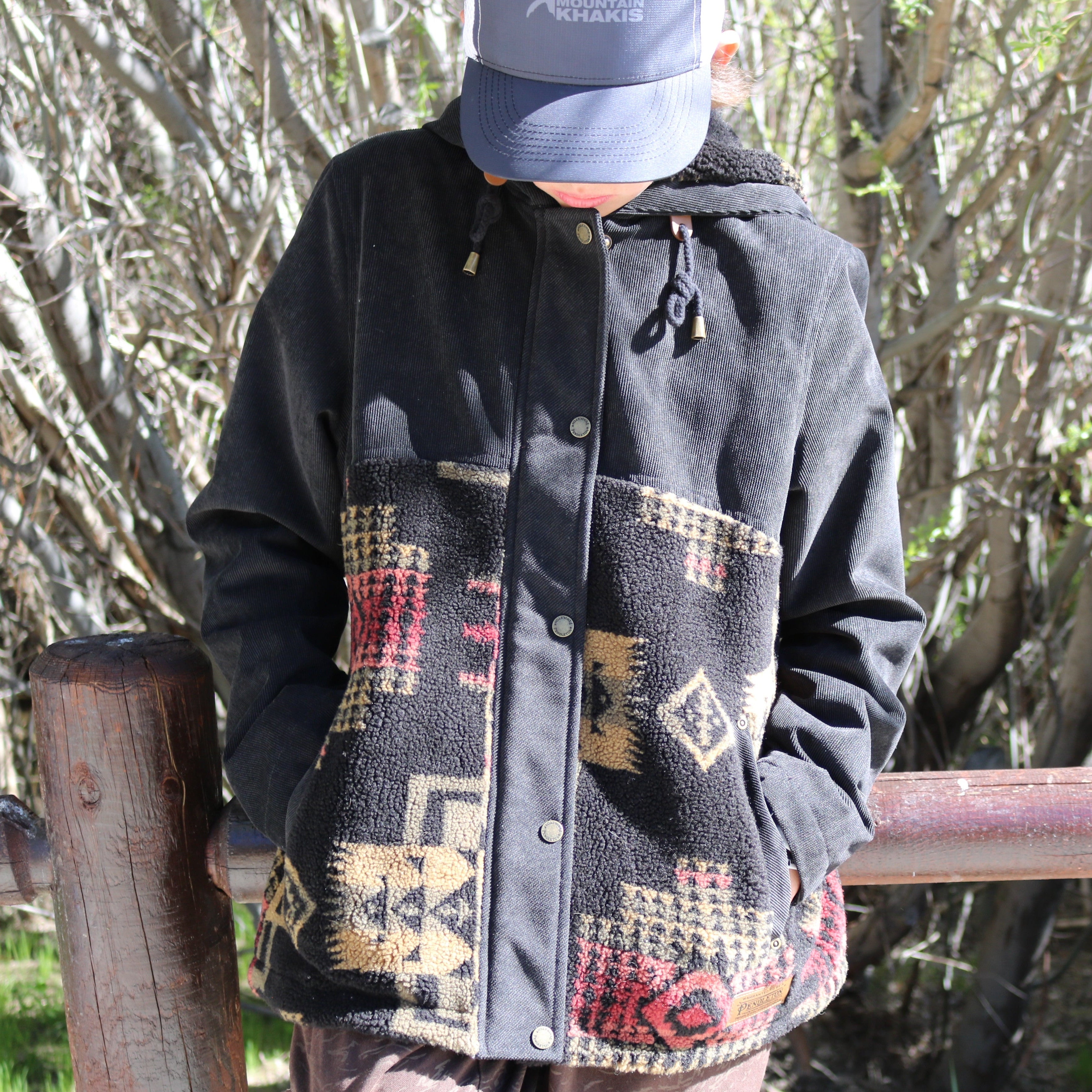 Pendleton Blanca Berber Hoodie Southwestern Sherpa Jacket Black New