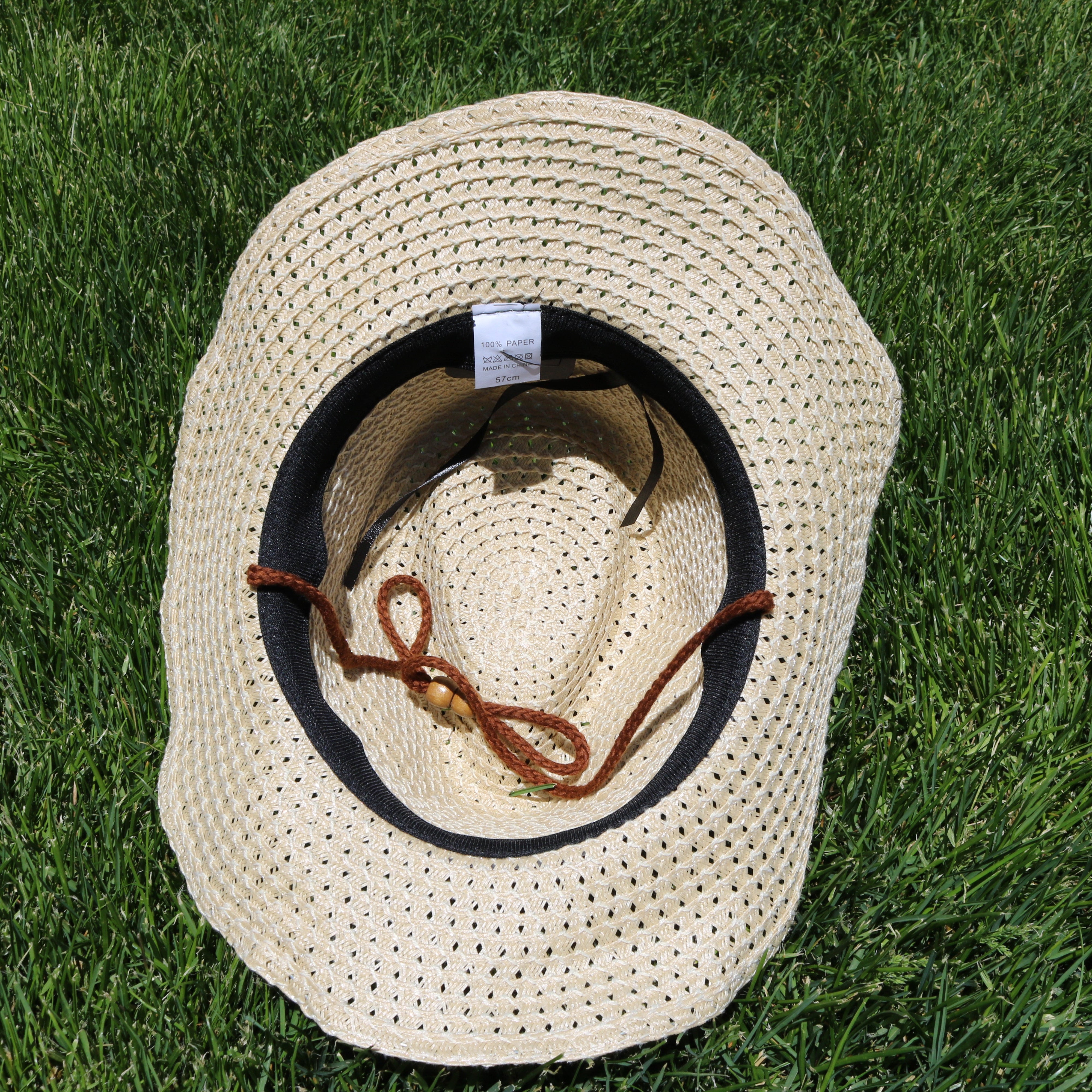 Cowgirl Straw Hat 57cm Floral Band Western Hat Recycled Paper Sun Hat Womens