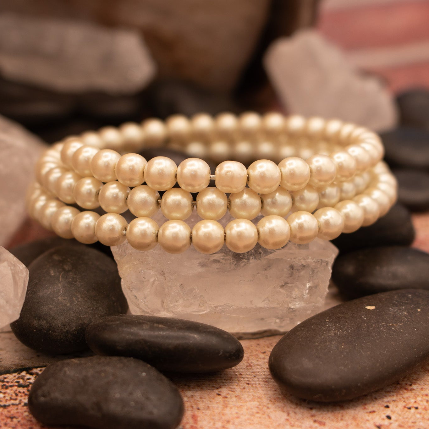 Faux Pearl Wired Wrap Necklace