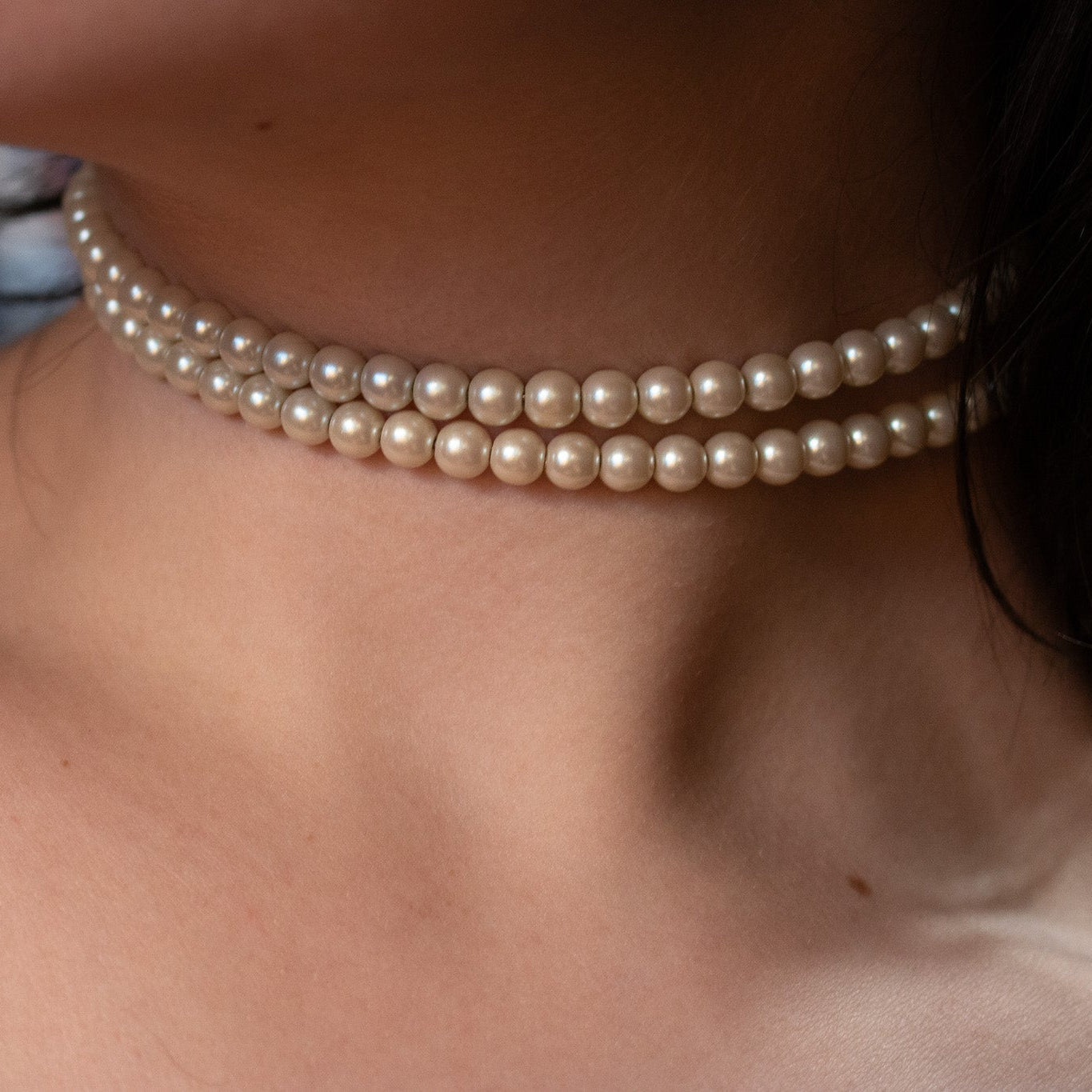 Faux Pearl Wired Wrap Necklace