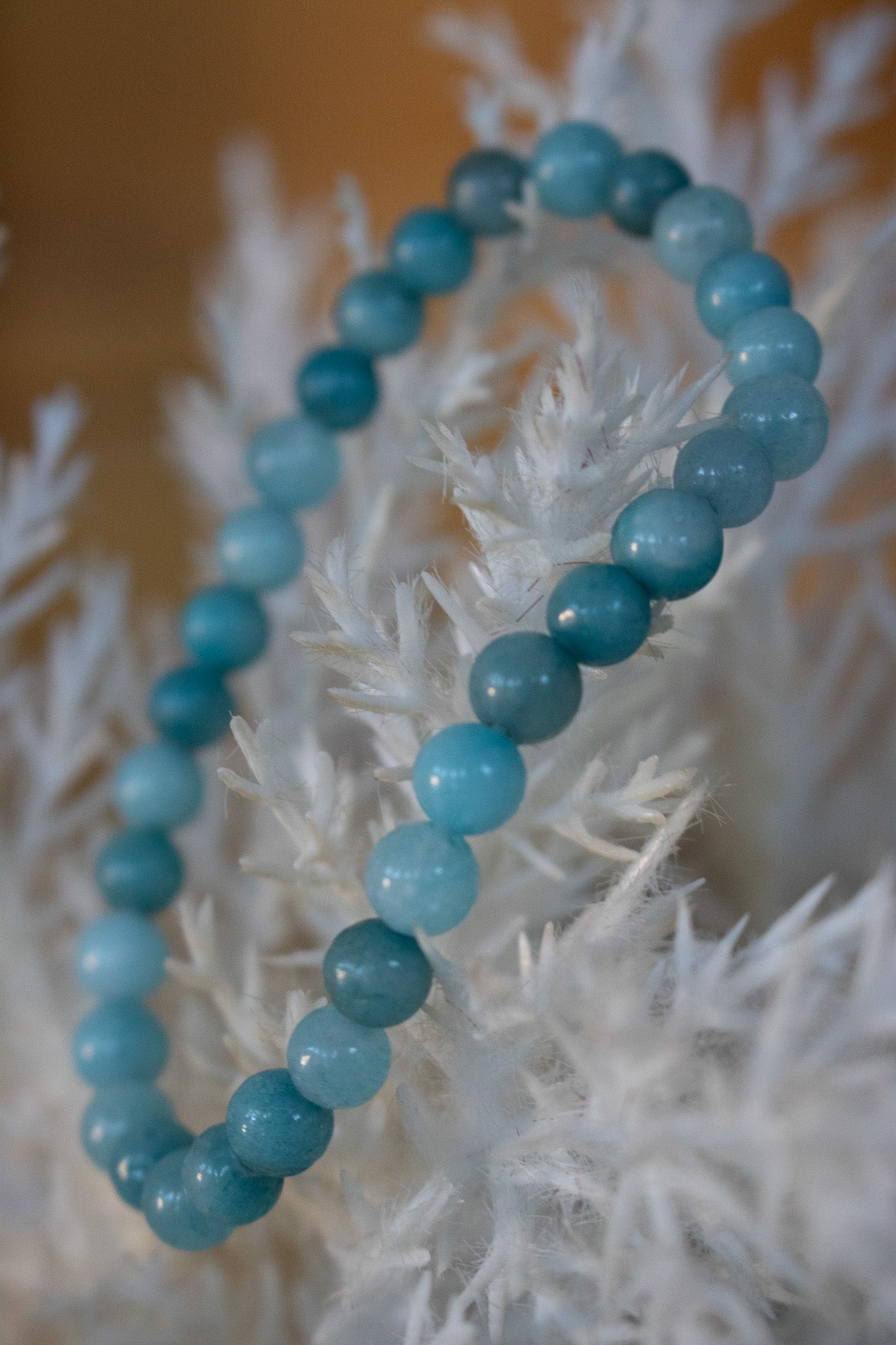 Aquamarine Stone Beaded Stretchy Bracelet