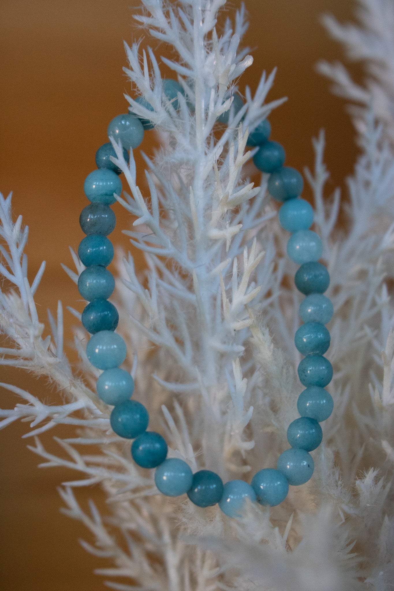 Aquamarine Stone Beaded Stretchy Bracelet