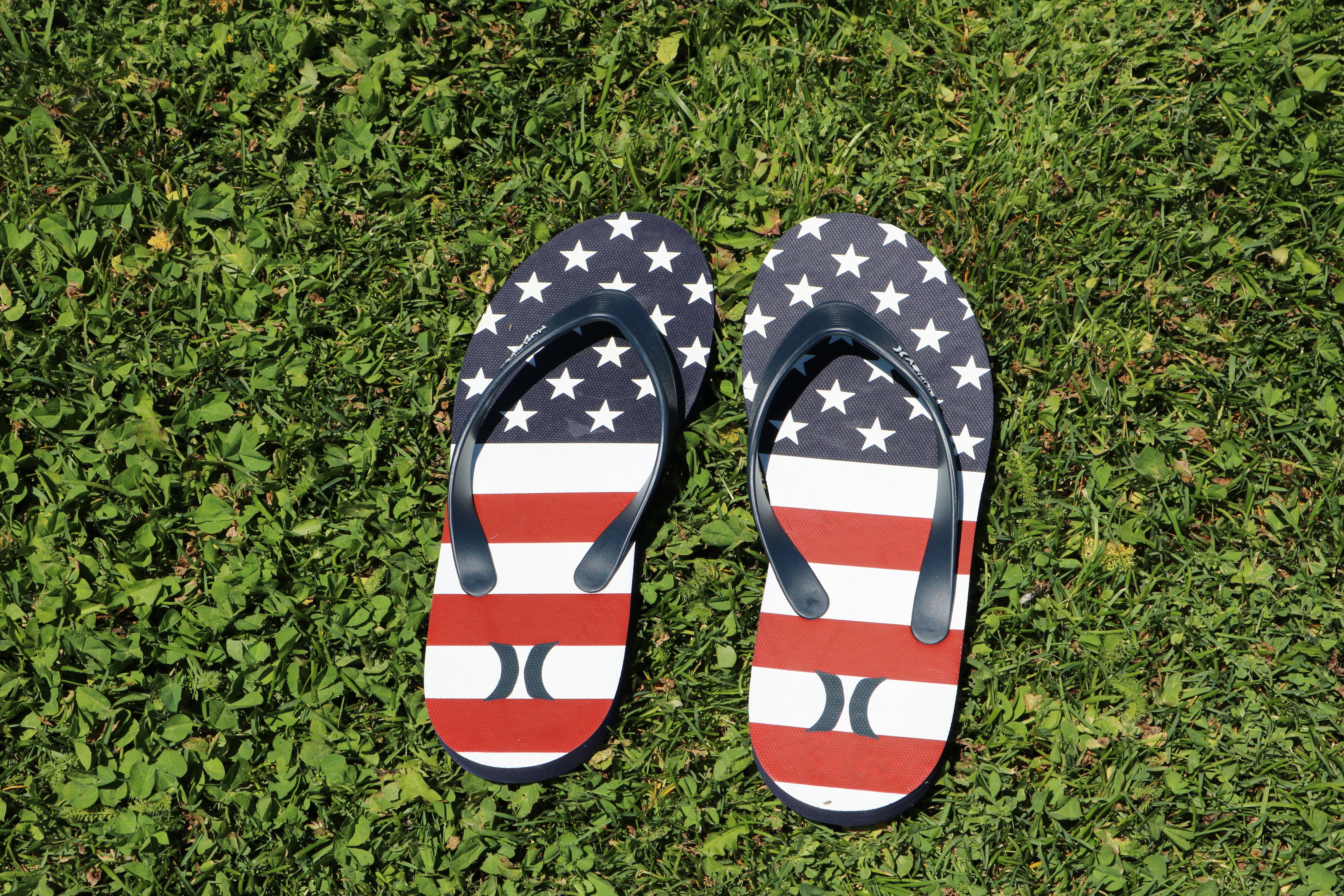 hurley american flag flip flops mens size 8 red white blue sandals new