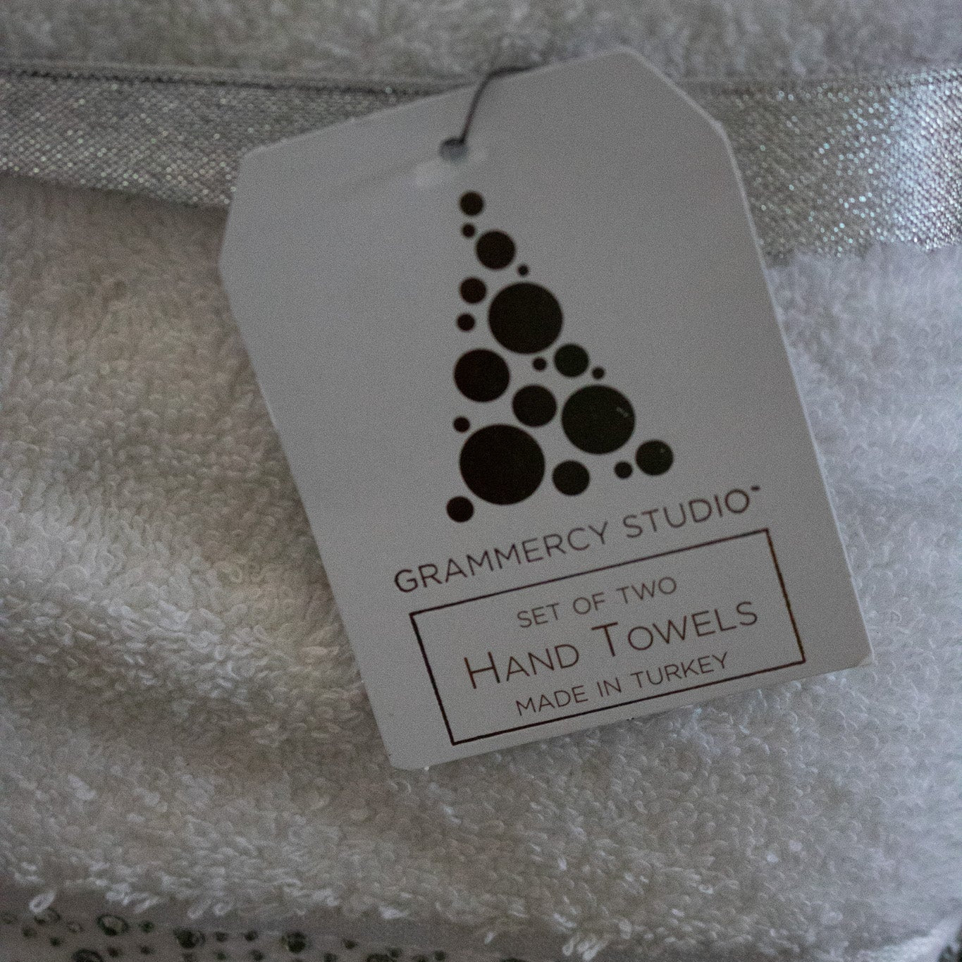 Grammercy Studio Set of 2 White with Rhinestones Hand Towels