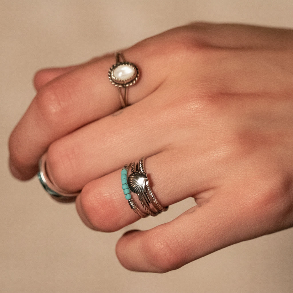 Vintage Moonstone Sterling Silver Split Band Size 6