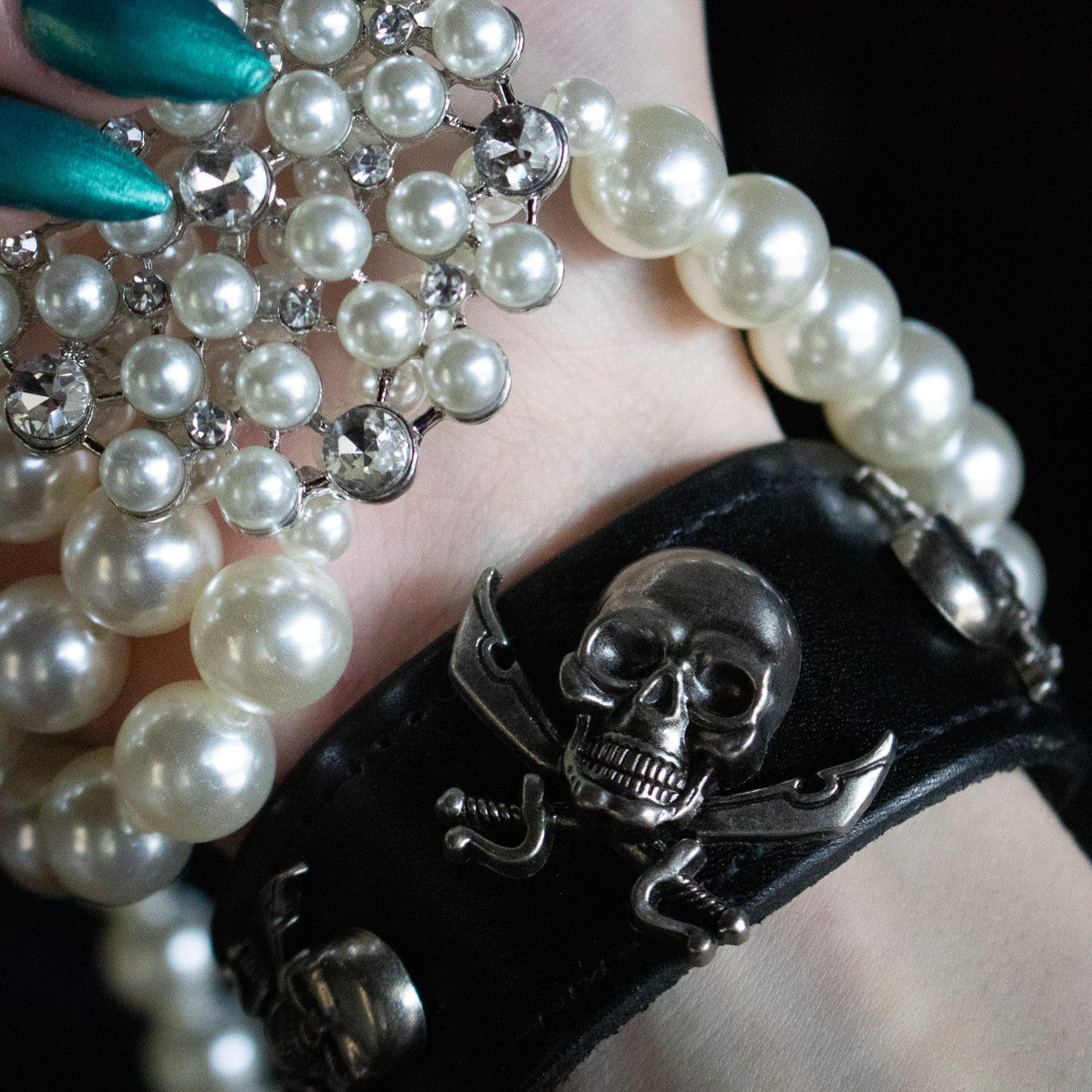 Pirate Leather Skull Bracelet