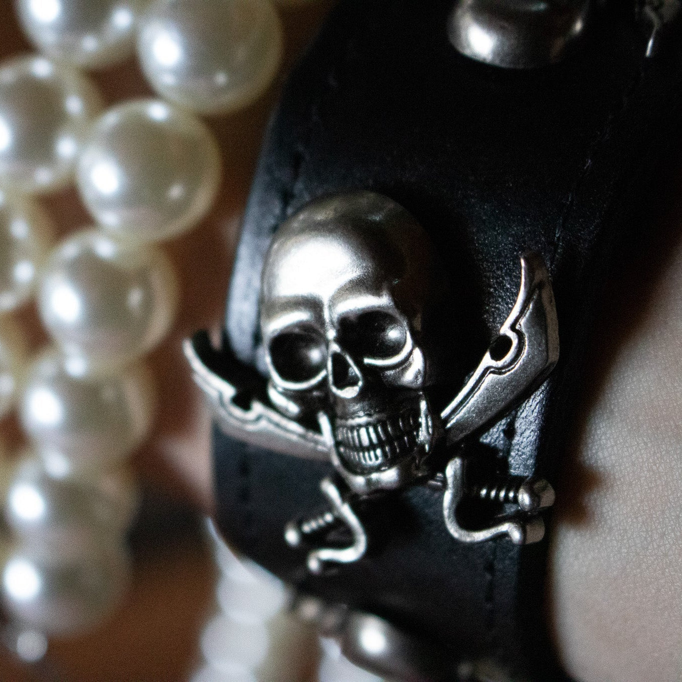Pirate Leather Skull Bracelet