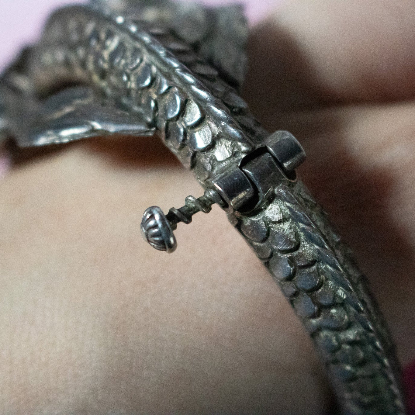 1980's Sterling Silver Tabet Dragon Bracelet