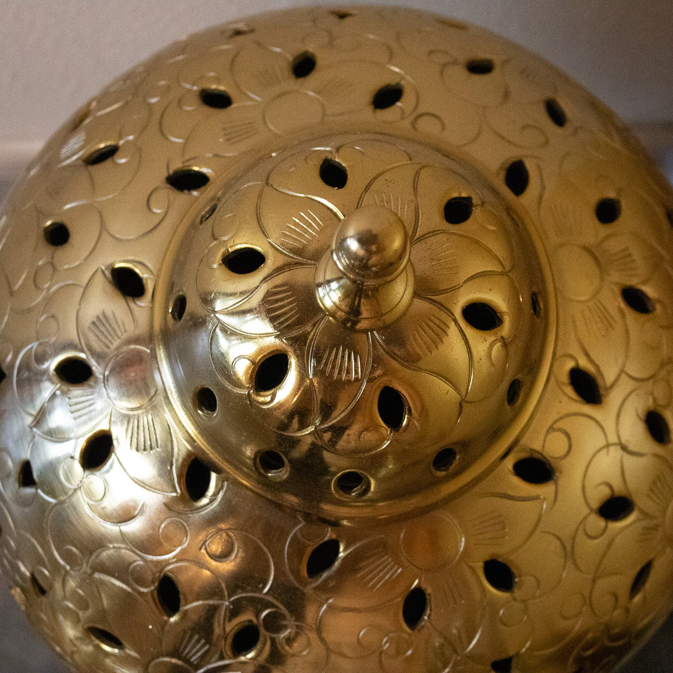 Elegant Golden Vase with Decorative Floral Design Handcrafted in India