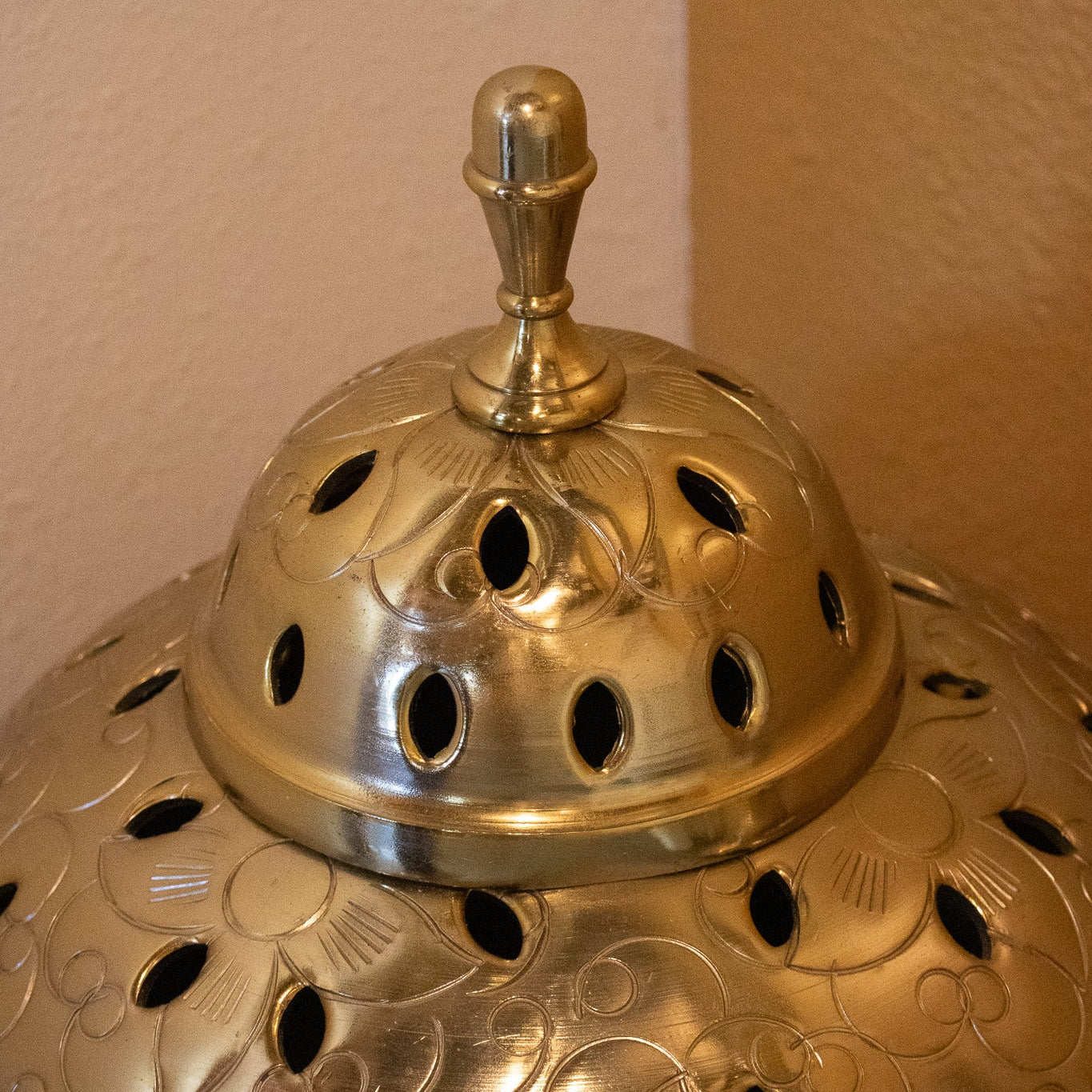 Elegant Golden Vase with Decorative Floral Design Handcrafted in India