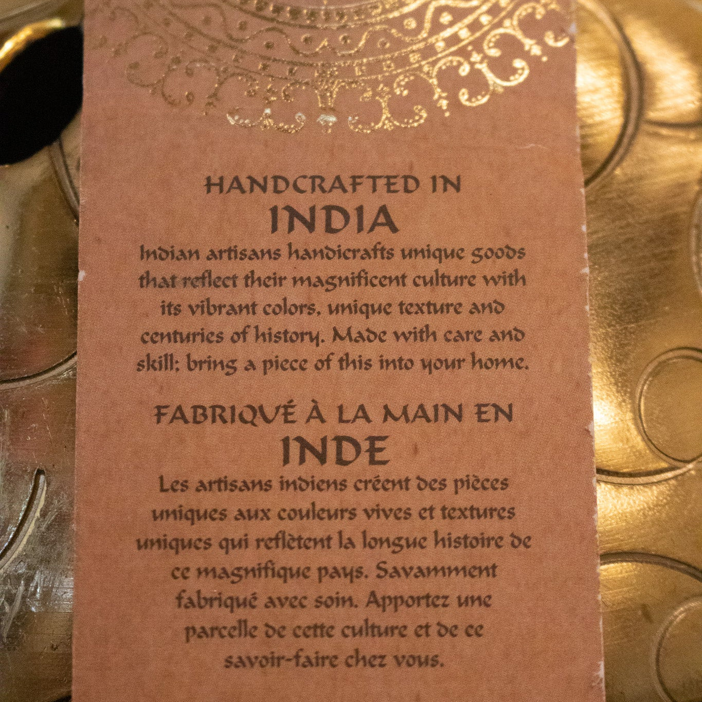 Elegant Golden Vase with Decorative Floral Design Handcrafted in India