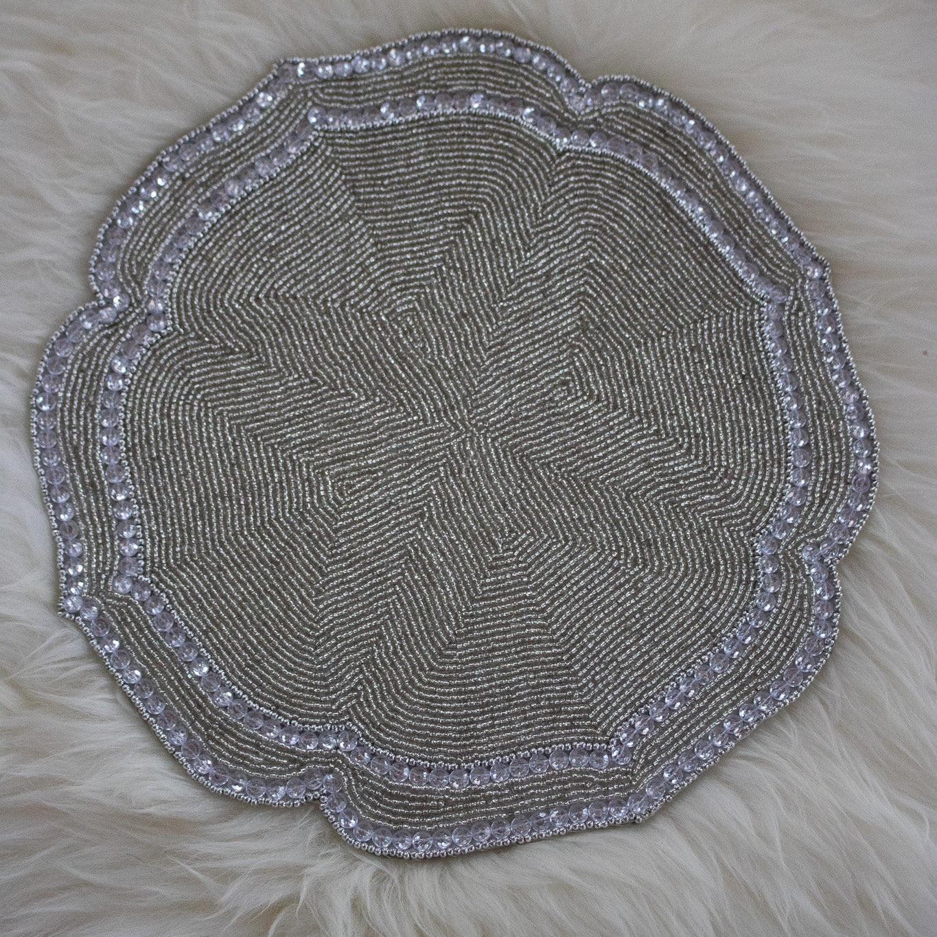 Elegant Rachel Zoe -Beaded Silver Charger
