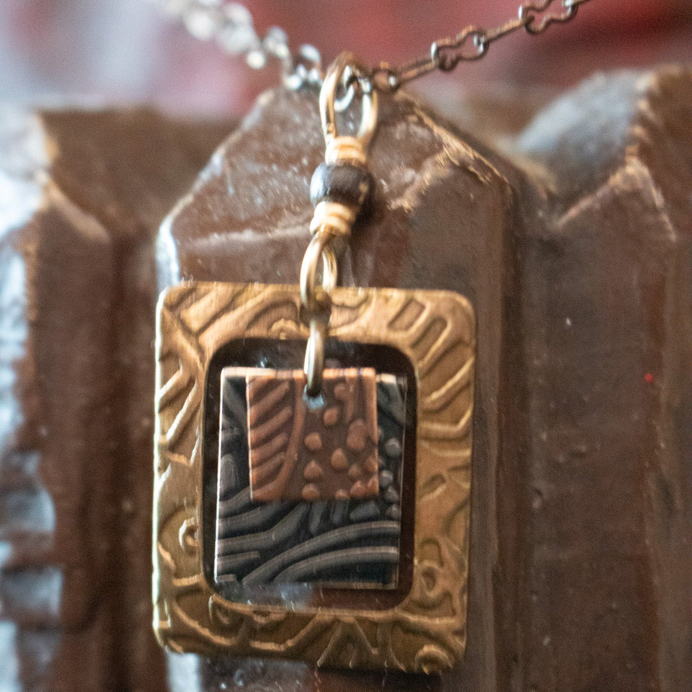 Geometric Square Design Necklace