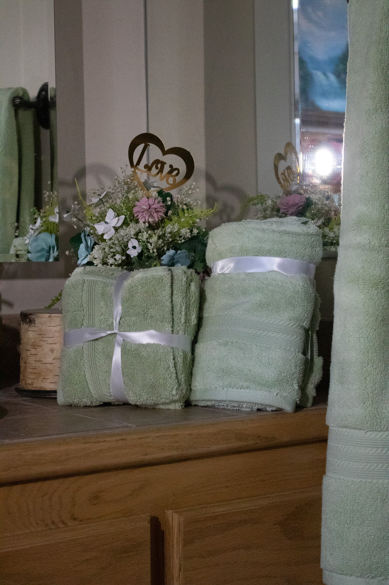 Joie Home Premium Set of 2 Soft 100% Cotton Hand Towels in Seafoam Green