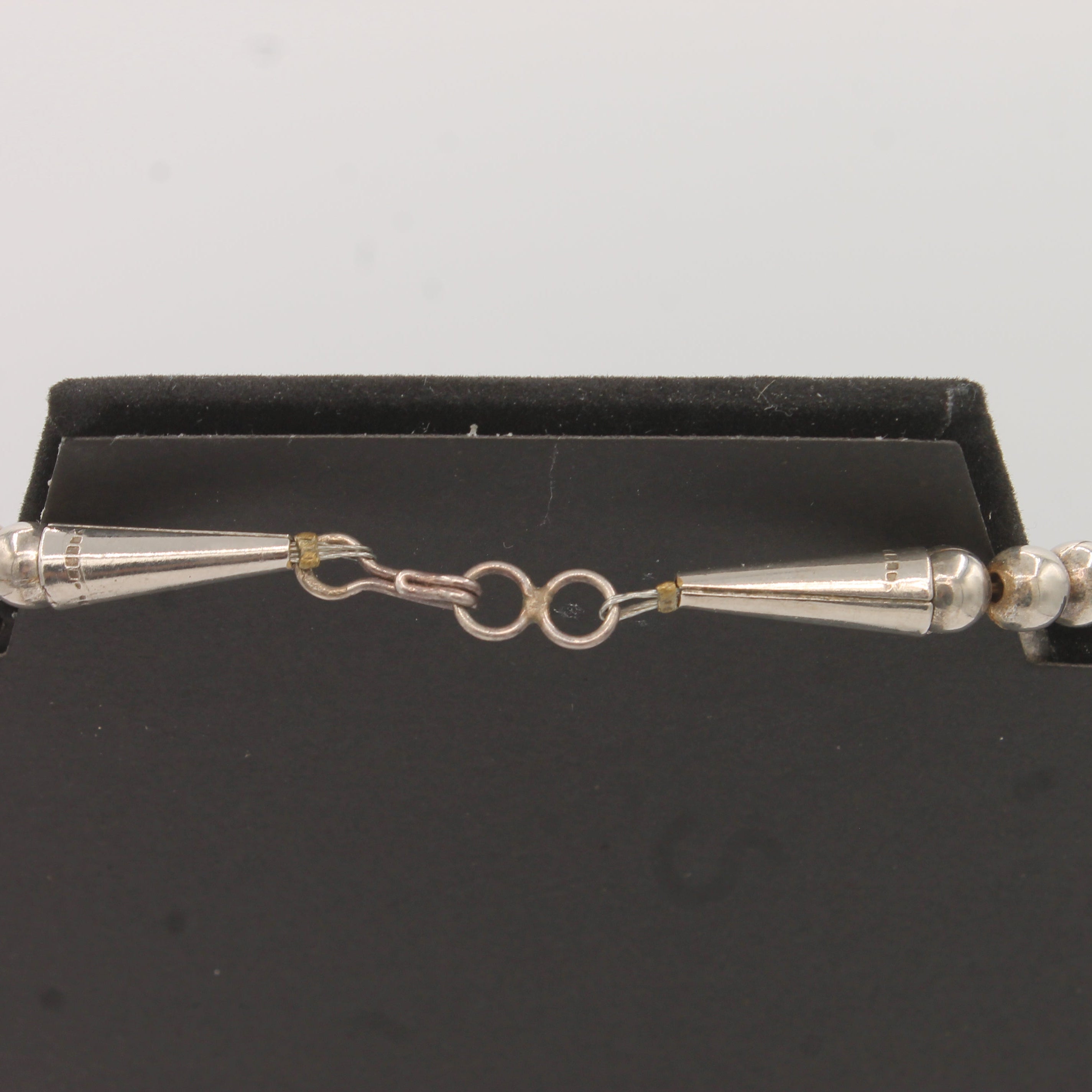 Vintage Hand-stitched On Deer Skin Yei Necklace With Navajo Pearls