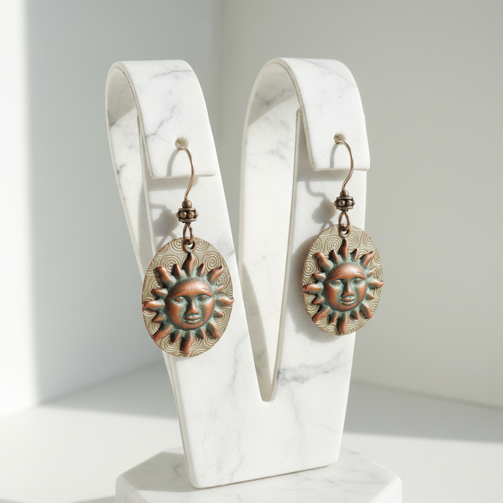 Navajo Zuni Sterling Silver Sun Earrings