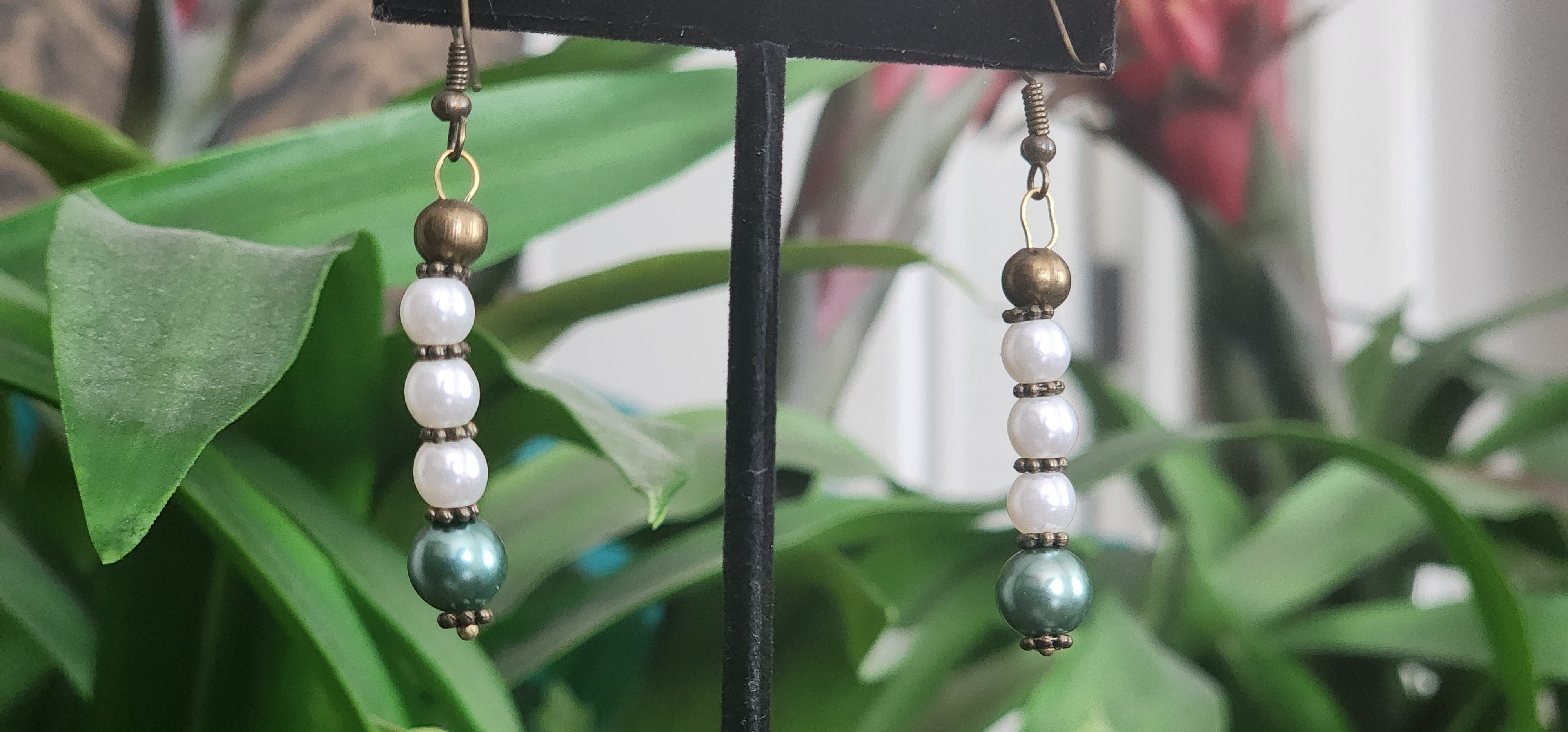 Pearl Drop Earrings Gold Tone Dangle Earrings Minimalist Elegant Jewelry