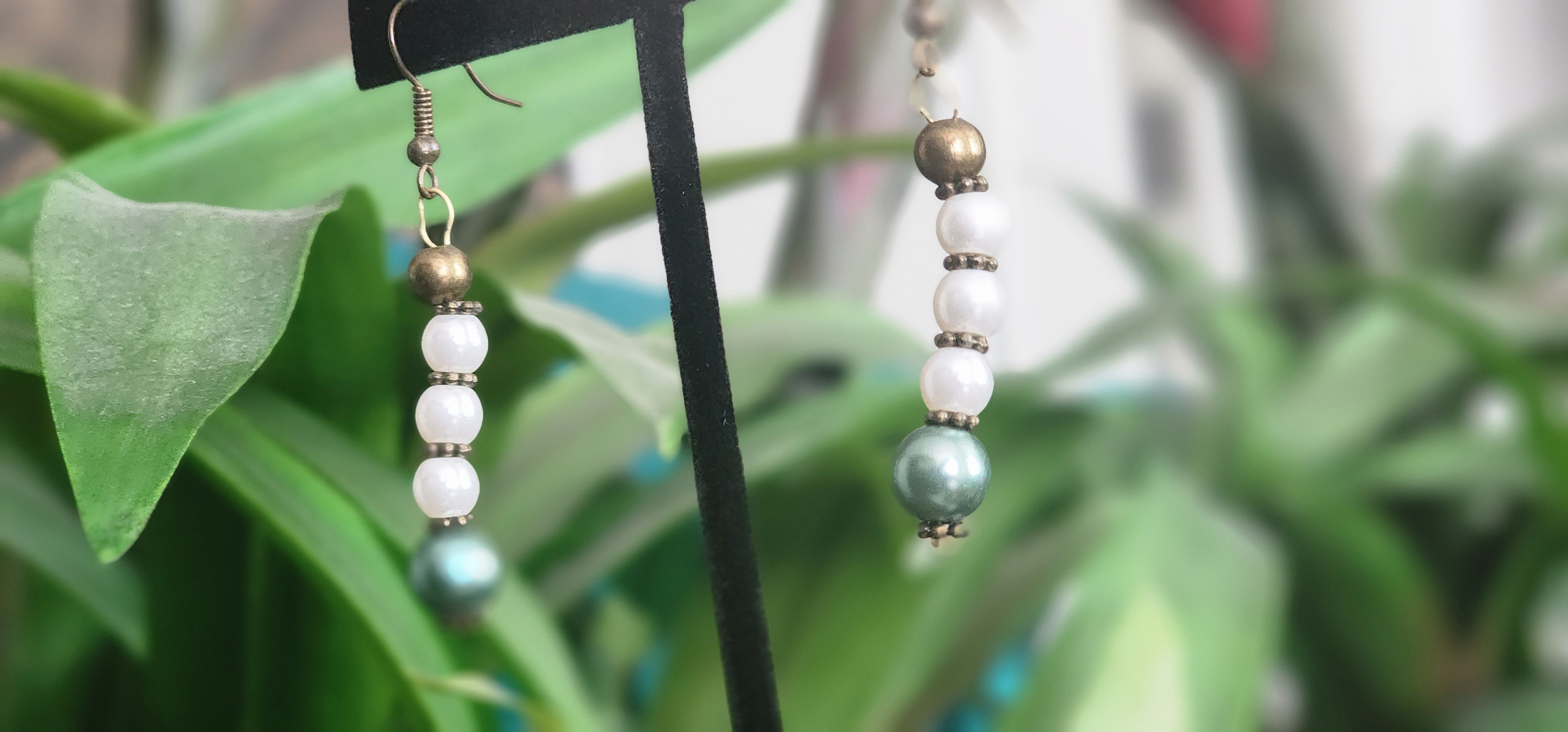 Pearl Drop Earrings Gold Tone Dangle Earrings Minimalist Elegant Jewelry
