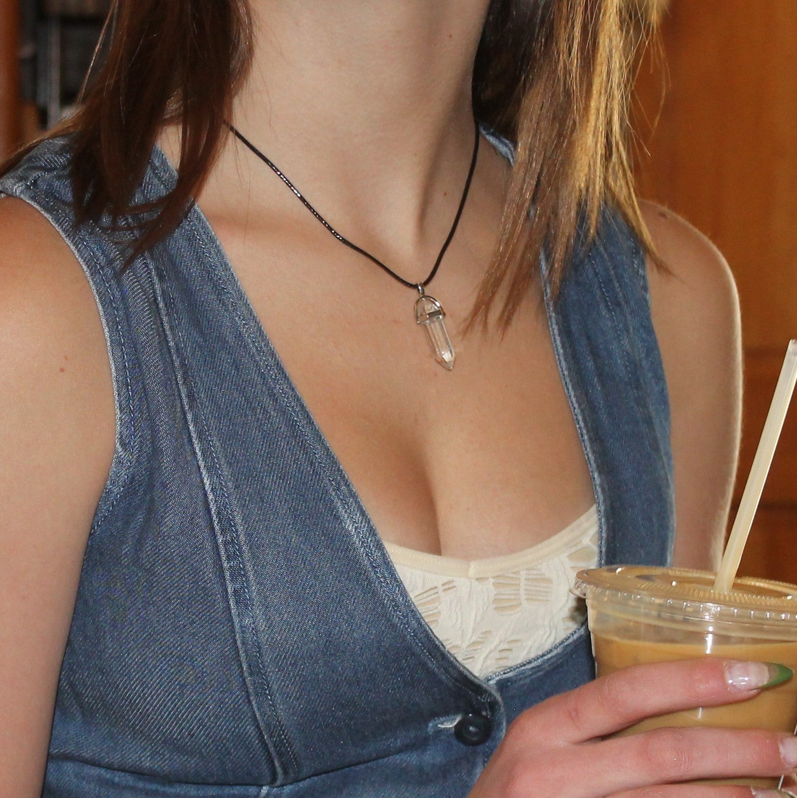 Clear Quartz Crystal Point Necklace