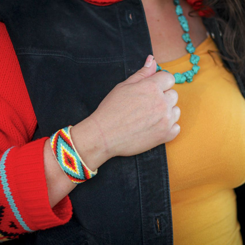 Native American Navajo Indian Hand Beaded Bracelet by Jacklyn Cleveland