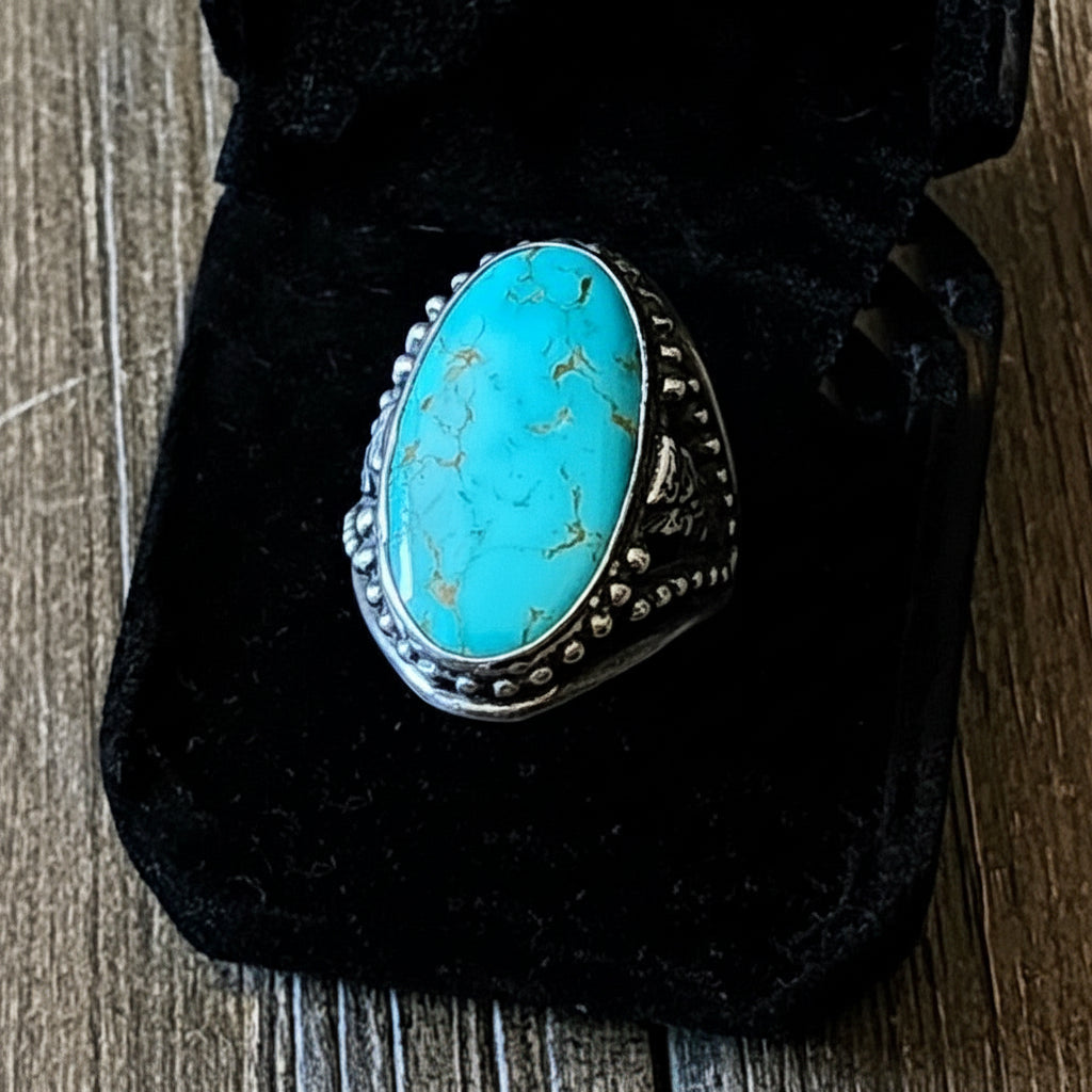 Rare Vintage Native American Navajo 1950s Turquoise Arrow Sterling Ring Size 10.5