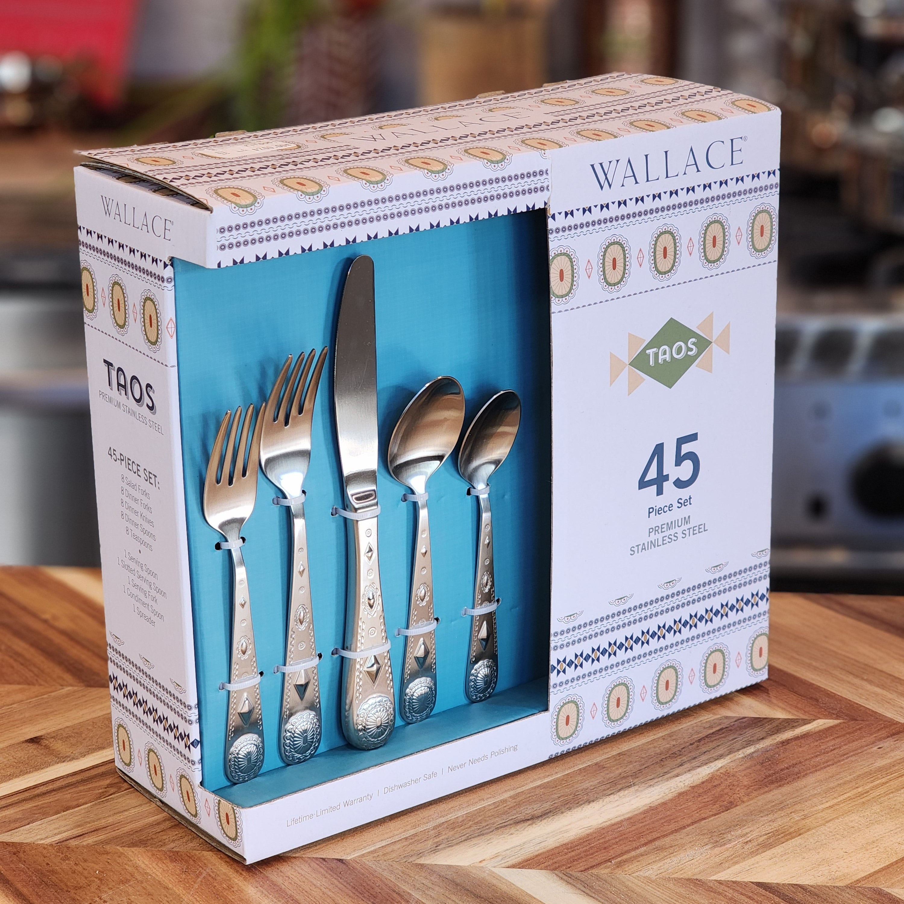 Southwestern Style Wallace Taos 45 Piece Premium Stainless Steel Silverware Set