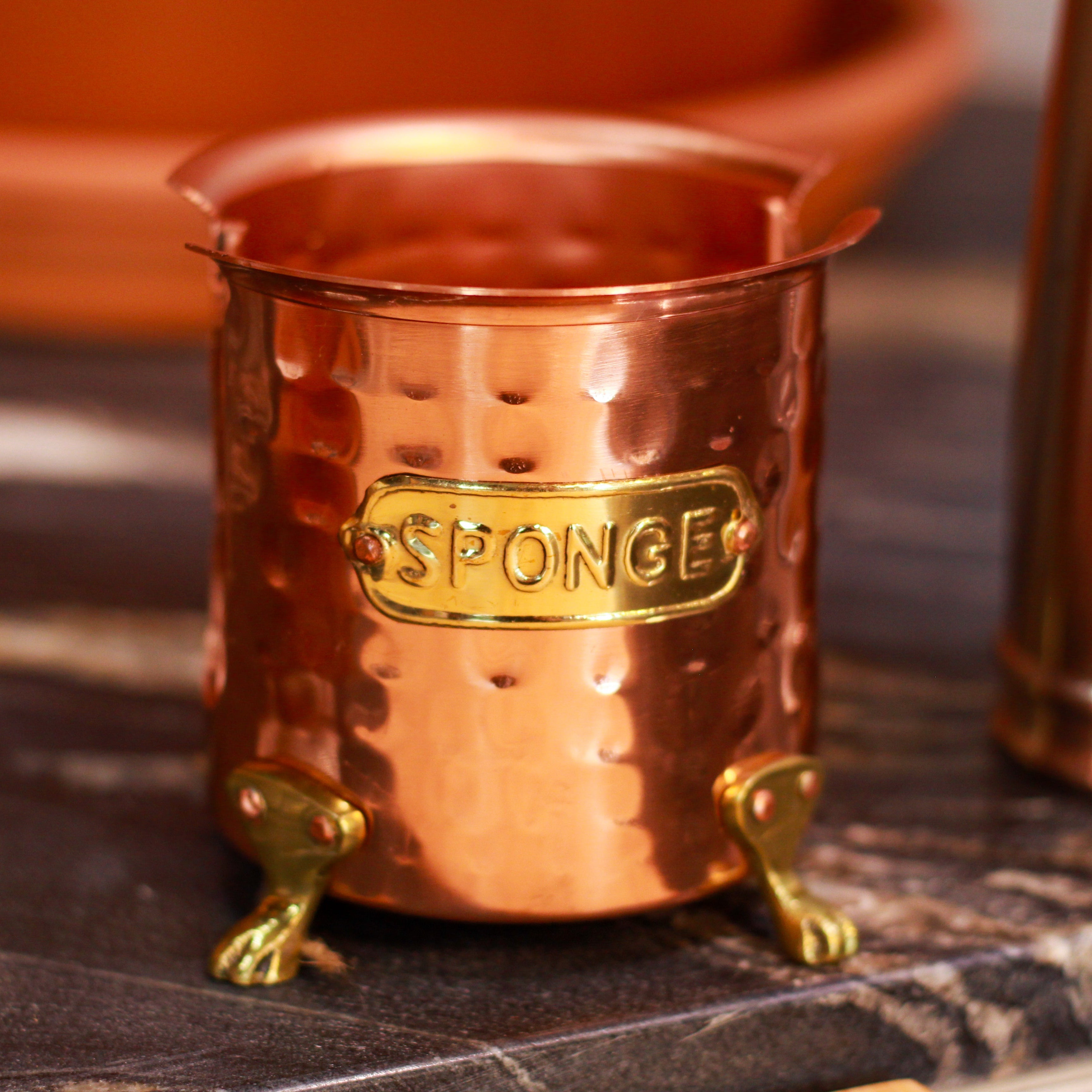 Mud Pie Kitchen Hammered Copper Sponge Holder Caddy