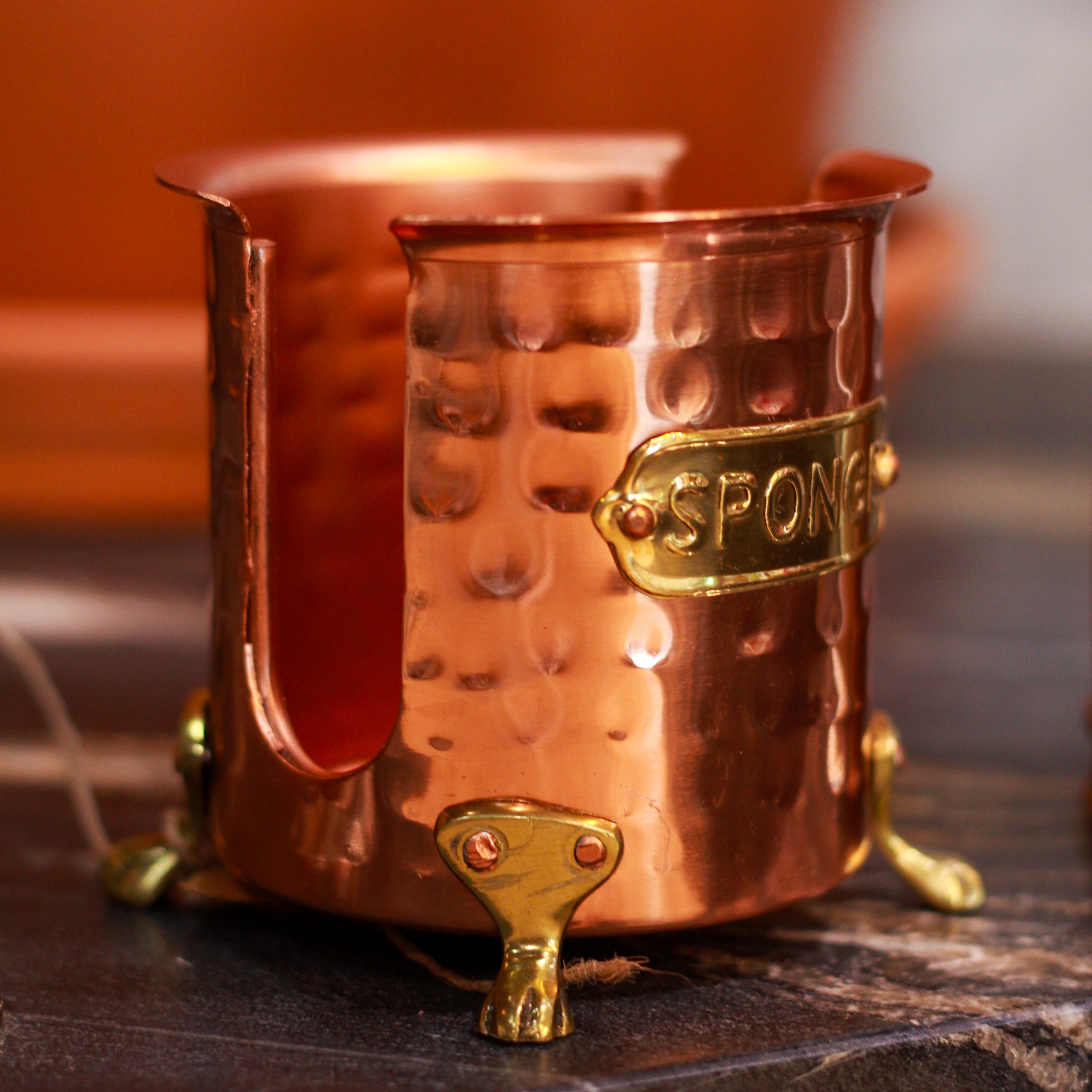 Mud Pie Kitchen Hammered Copper Sponge Holder Caddy