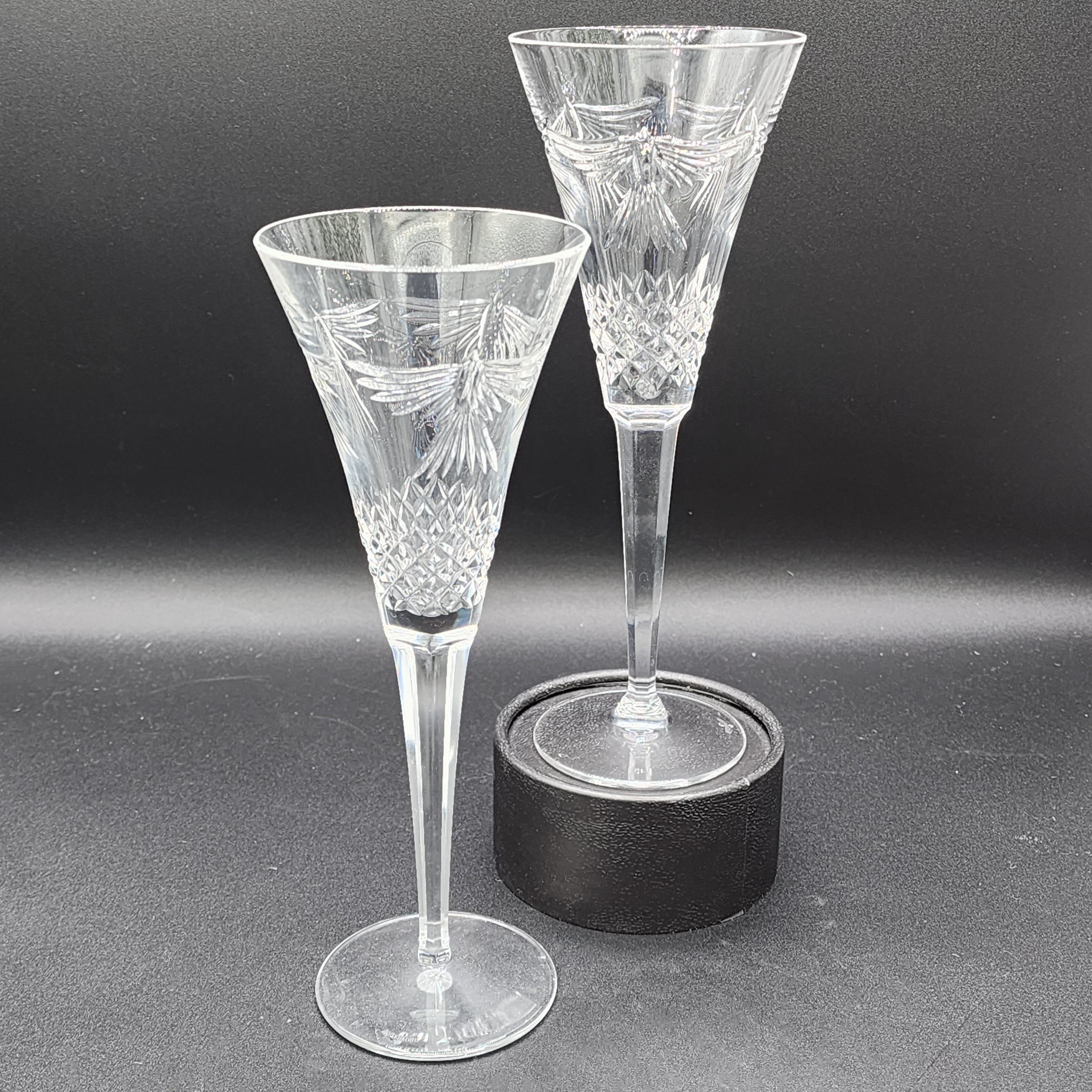 WATERFORD Crystal Millennium Collection A Toast To The Year 2000 First Toast Happiness Second Toast Love Third Toast Health Fourth Toast Prosperity Fifth Toast Peace Toasting Champagne Flutes
