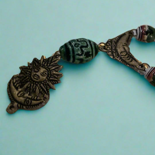 Peruvian Design Beaded Llama and Sun Necklace